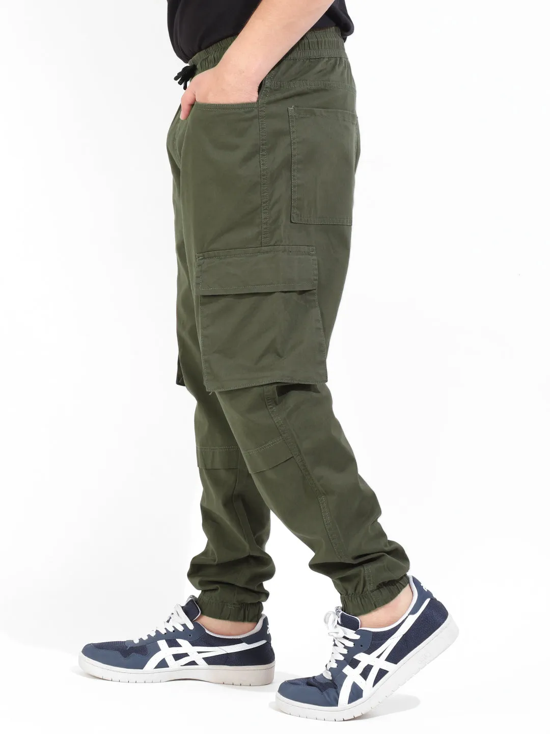 Military Green Cotton Stretch Cargo