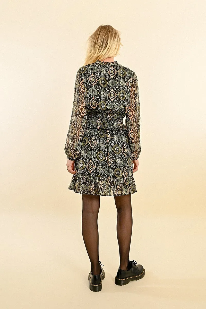 Molly Bracken Green Printed Smock Dress