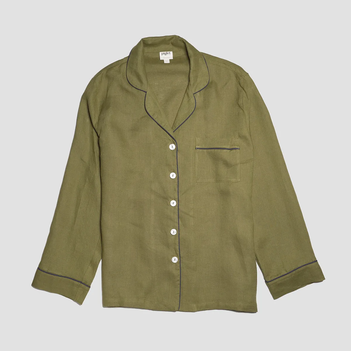 Moss Linen Pyjama Shirt