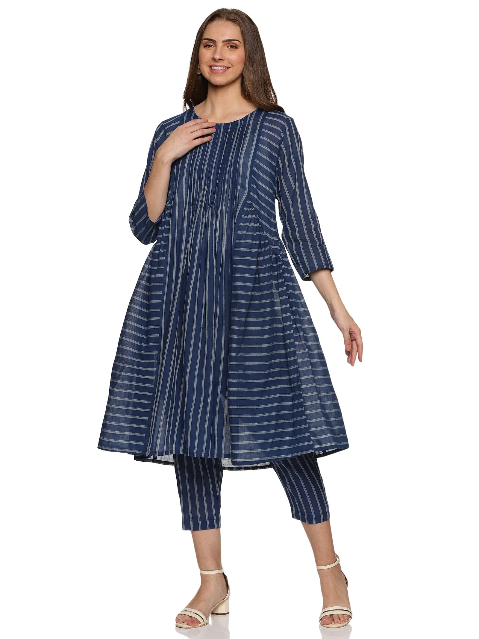 Navy blue relaxed-fit Handloom co-ord