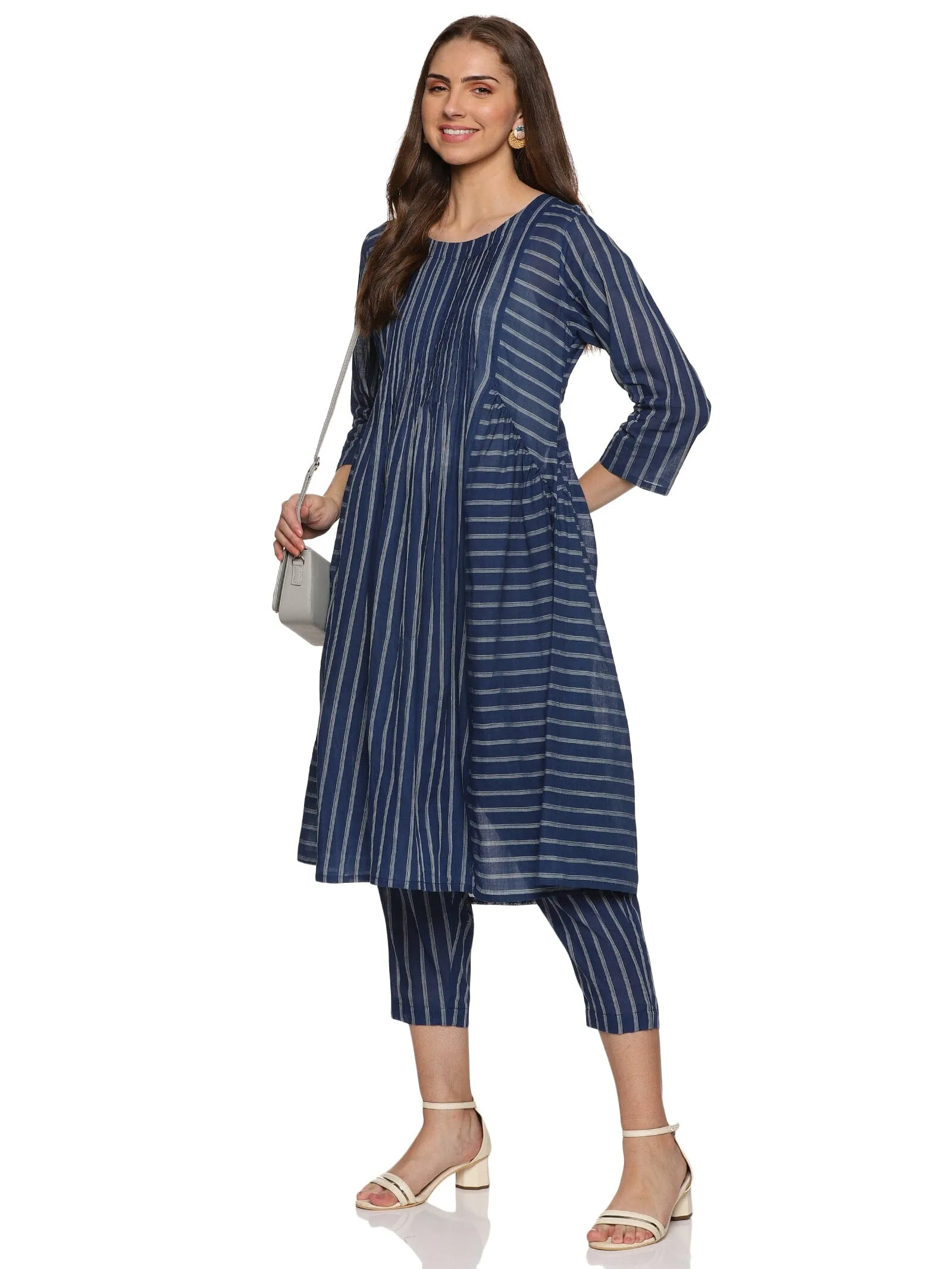 Navy blue relaxed-fit Handloom co-ord