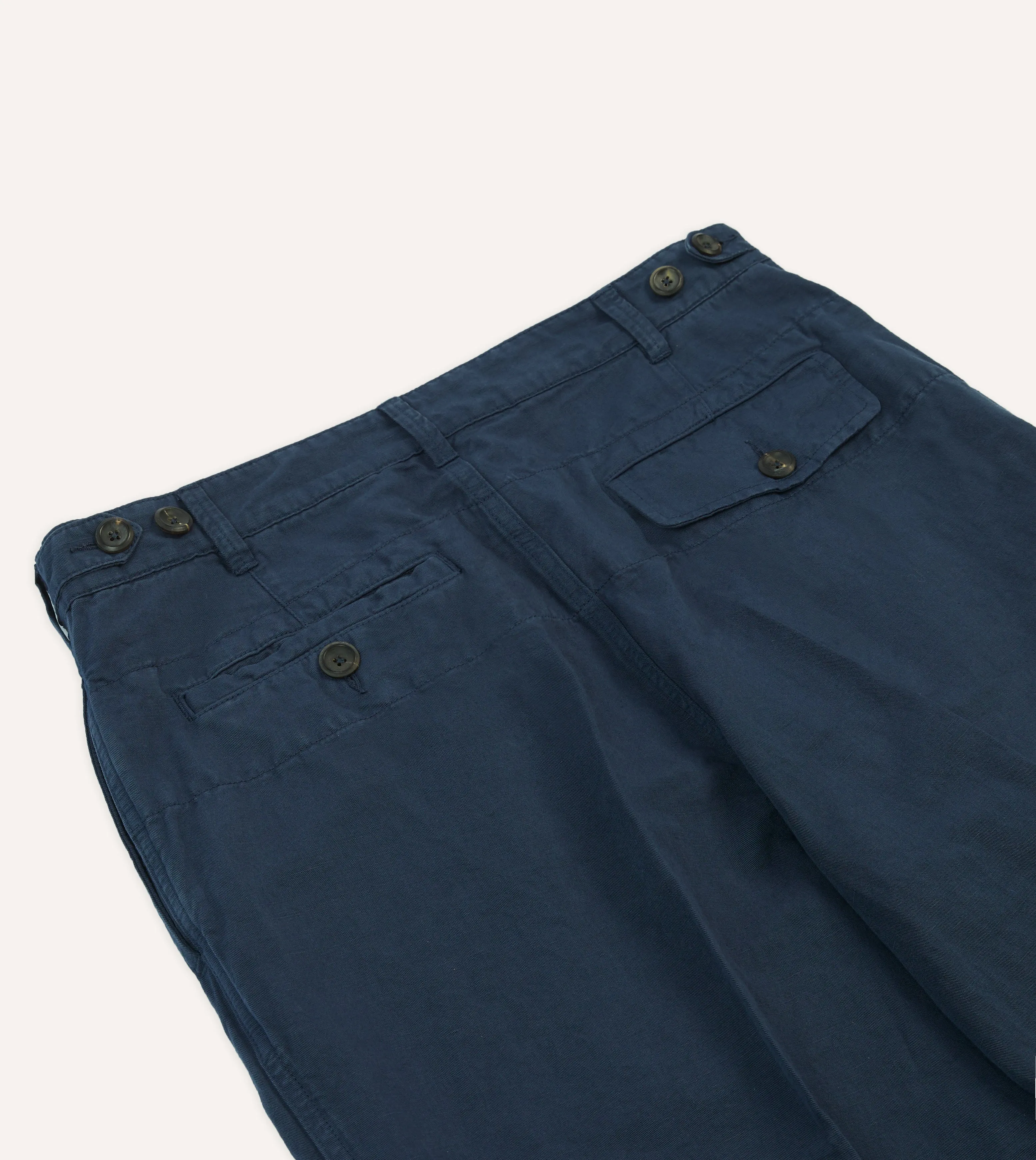 Navy Cotton Linen Games Trousers