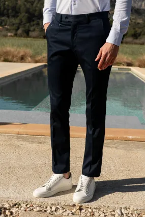 Navy cotton Sirmione trousers - Made in Italy