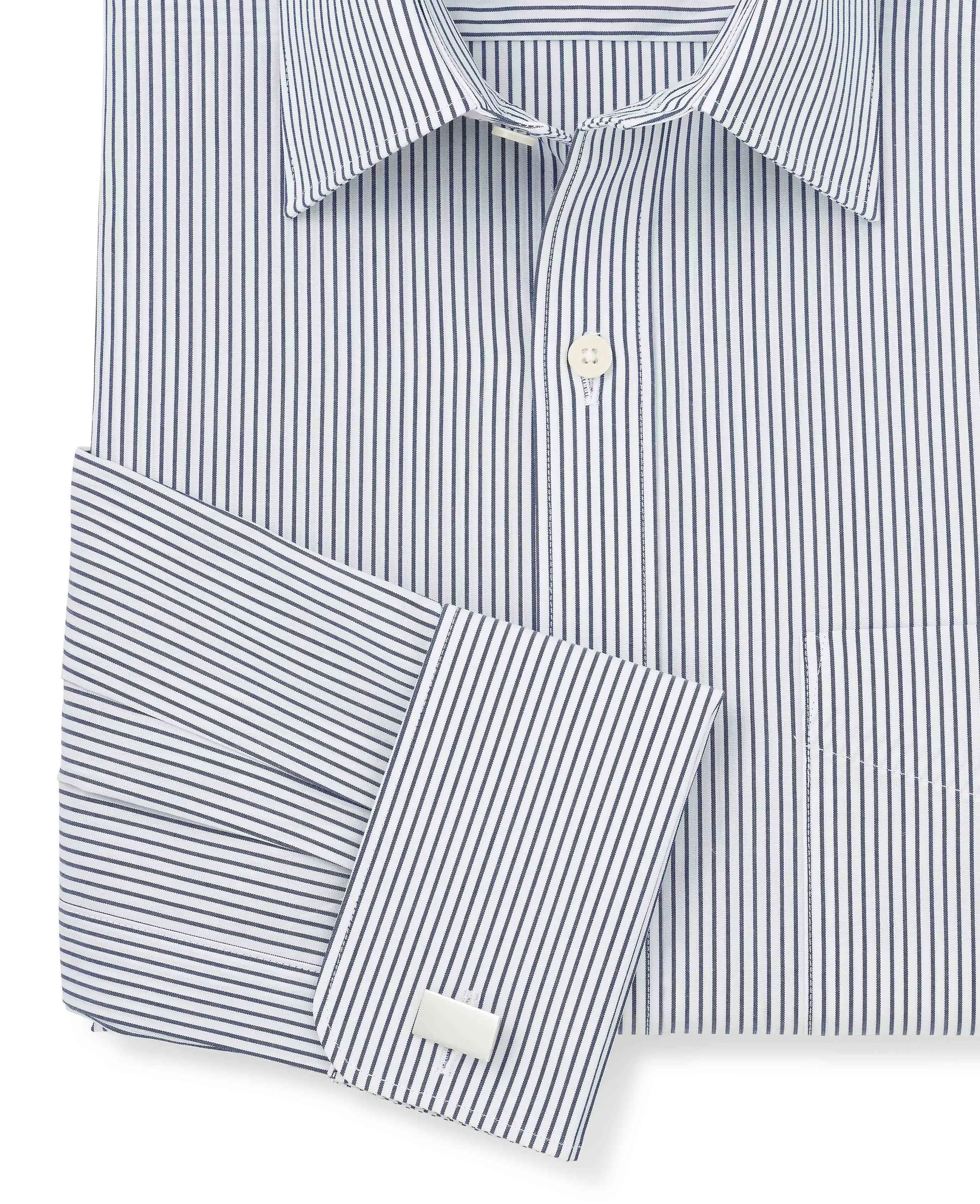 Navy Fine Stripe Classic Fit Formal Shirt - Double Cuff