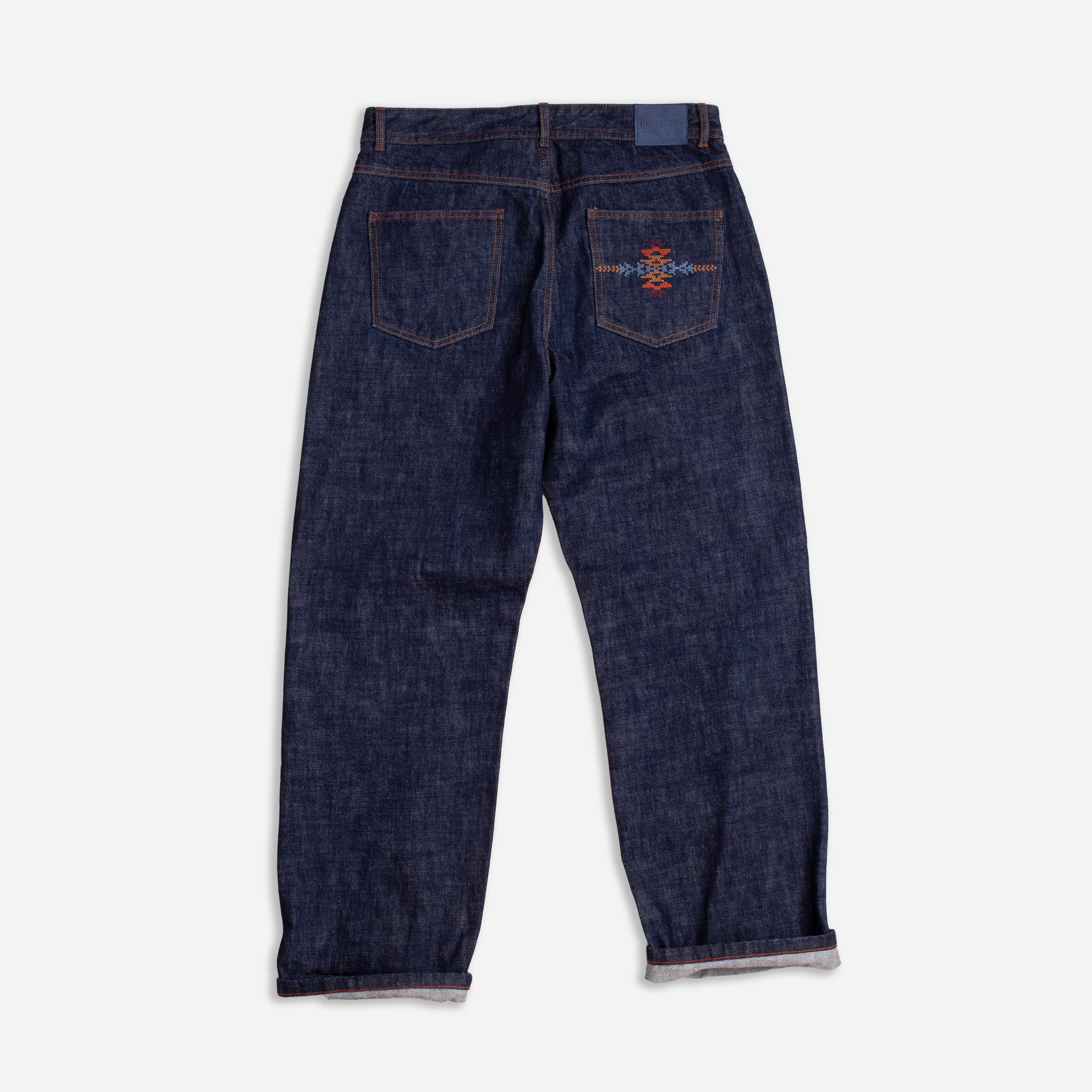 NEEDLEWORK SELVEDGE STRAIGHT CUT DENIM JEANS - INDIGO