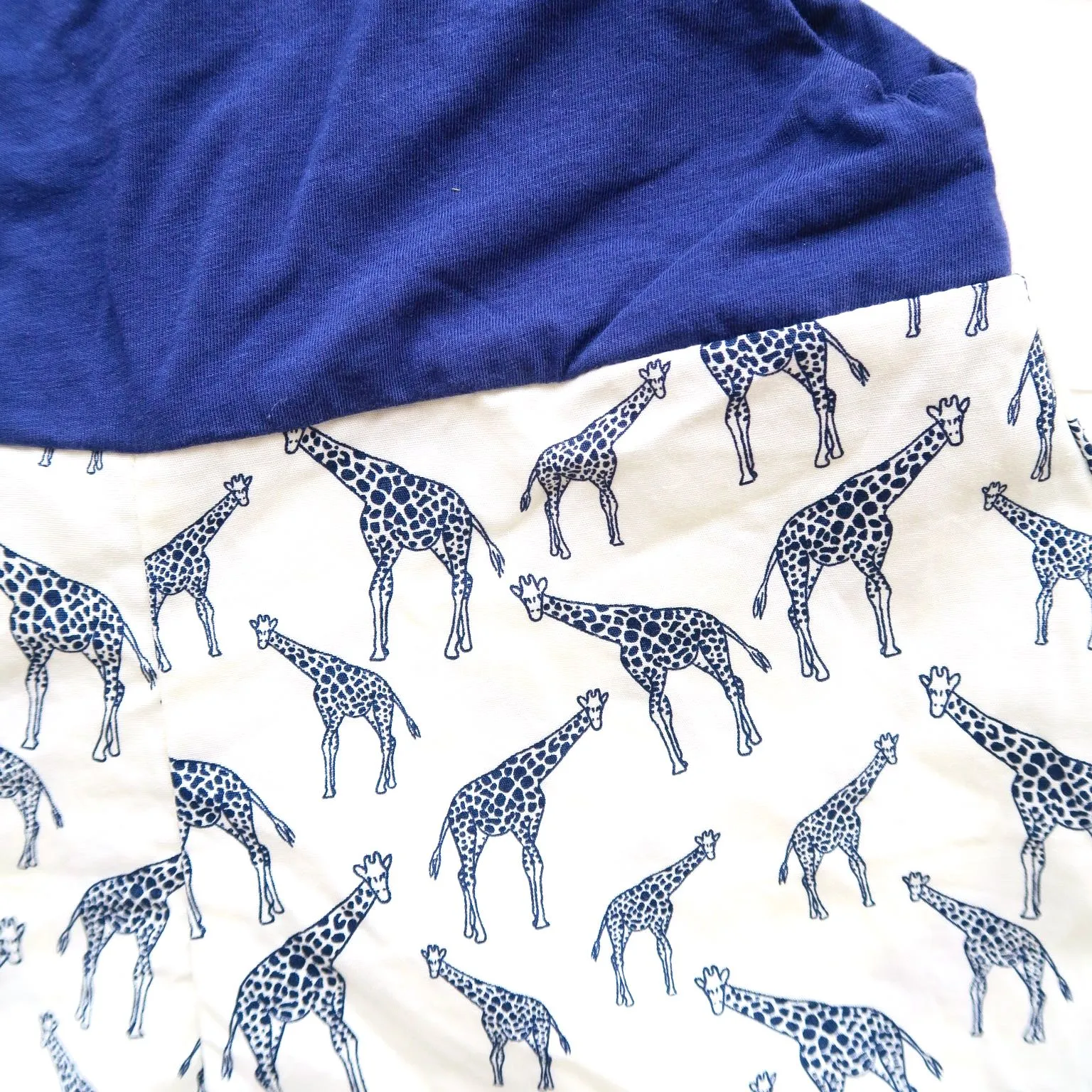 Oak Playsuit in Navy Stretch and Navy Giraffe Print