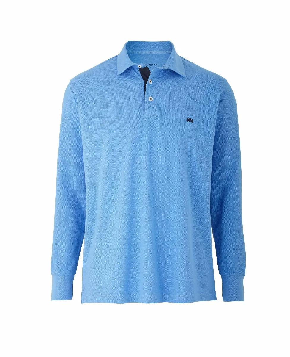 Ocean Blue Long Sleeve Polo Shirt