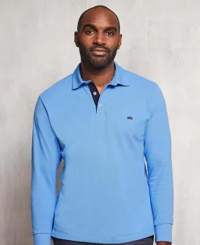 Ocean Blue Long Sleeve Polo Shirt