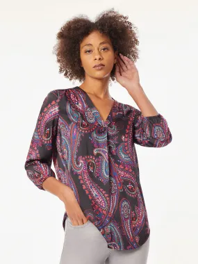 Paisley Chiffon V-Neck Kelly Blouse