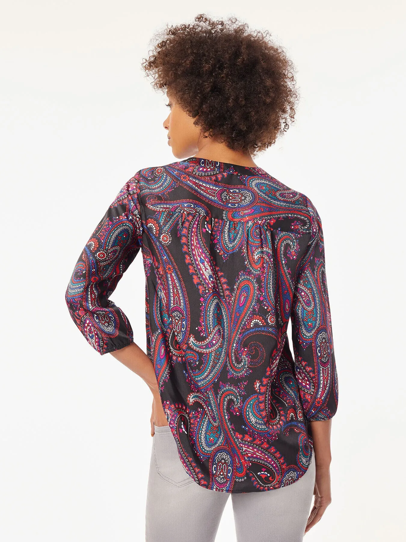 Paisley Chiffon V-Neck Kelly Blouse