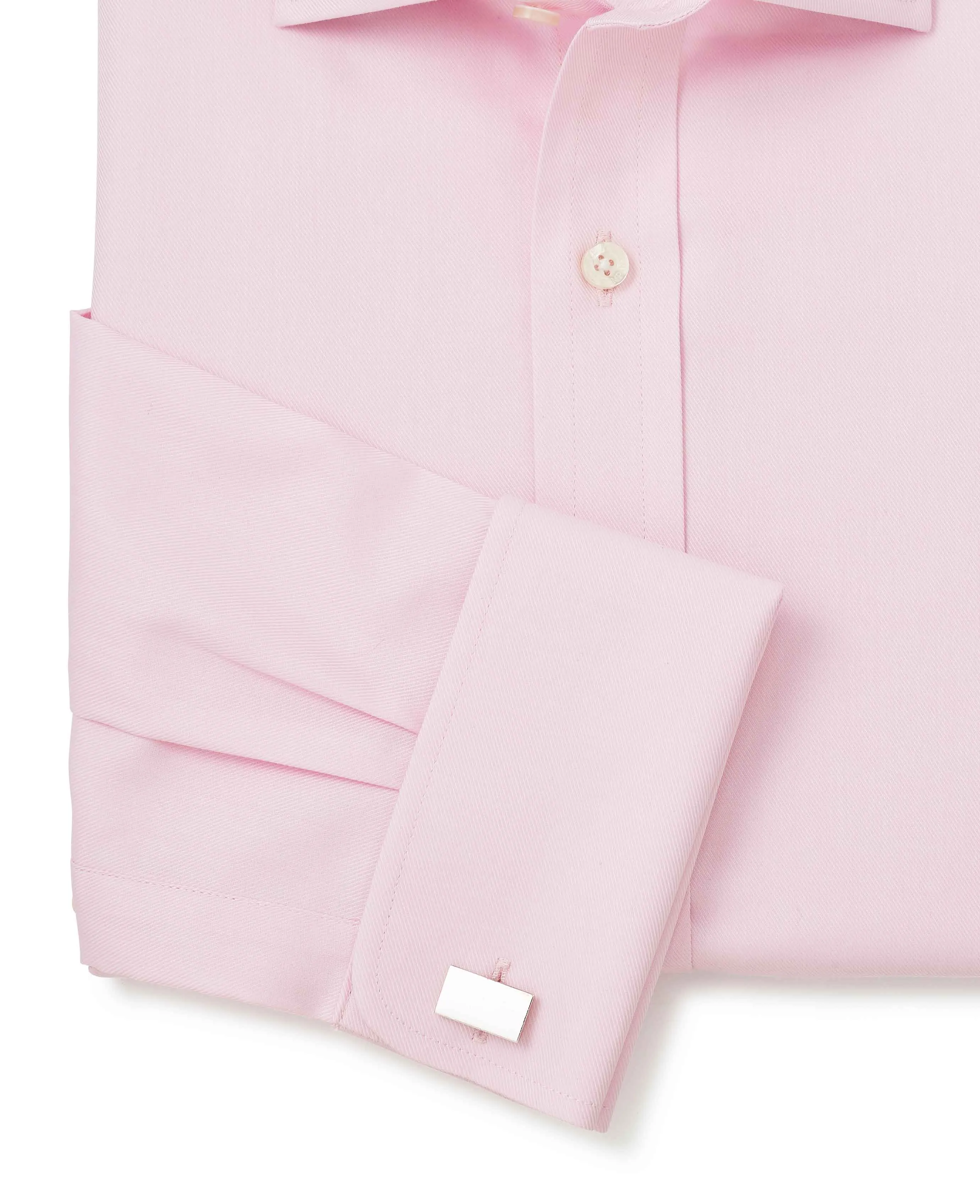 Pale Pink Twill Slim Fit Formal Shirt - Single or Double Cuff