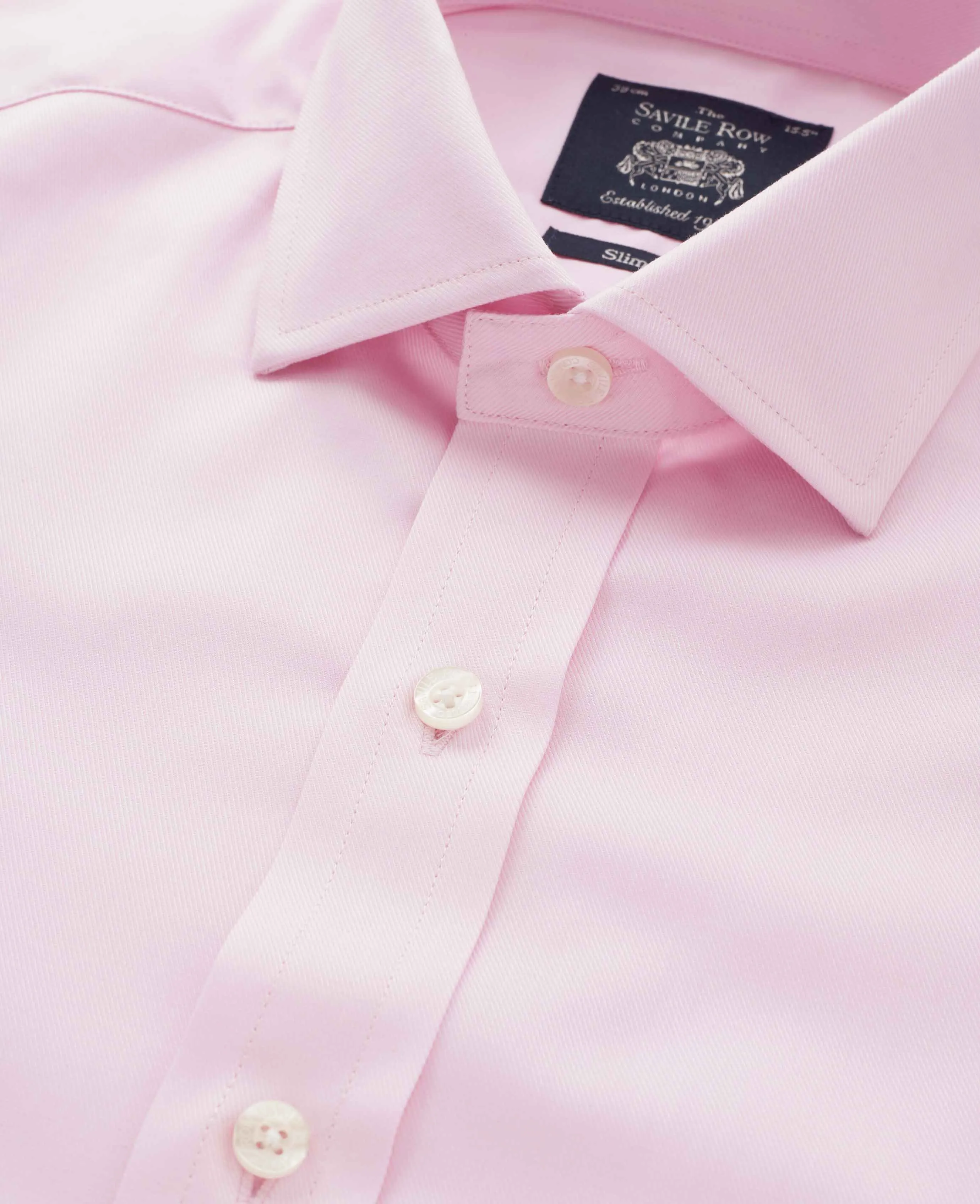 Pale Pink Twill Slim Fit Formal Shirt - Single or Double Cuff