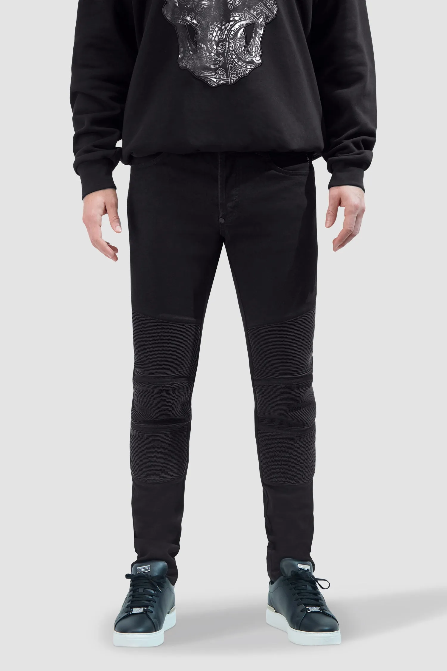 Philipp Plein Black Denim Super Straight Cut Trousers