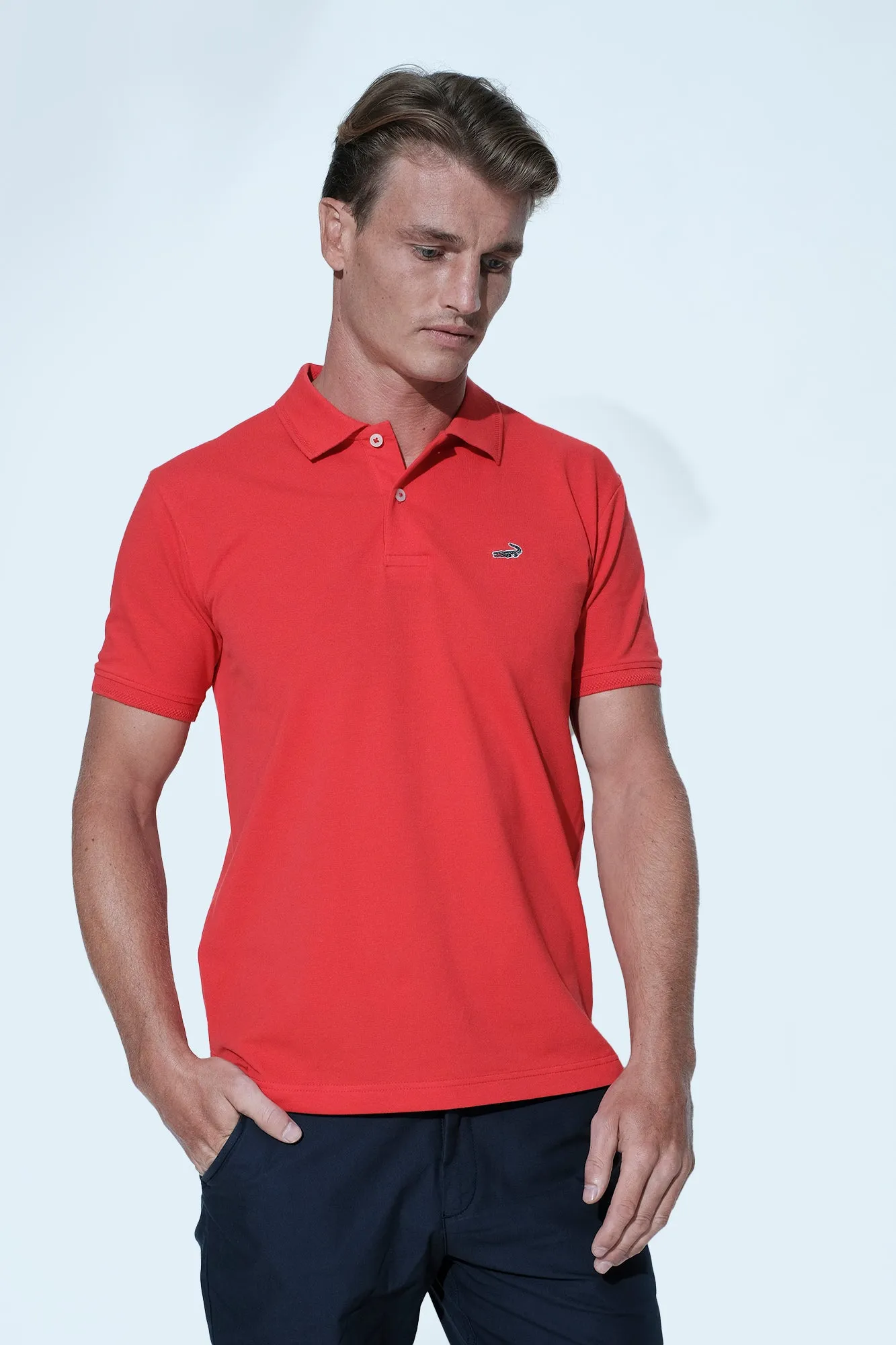 Pima Polo-Fiery Red-Slim FIt