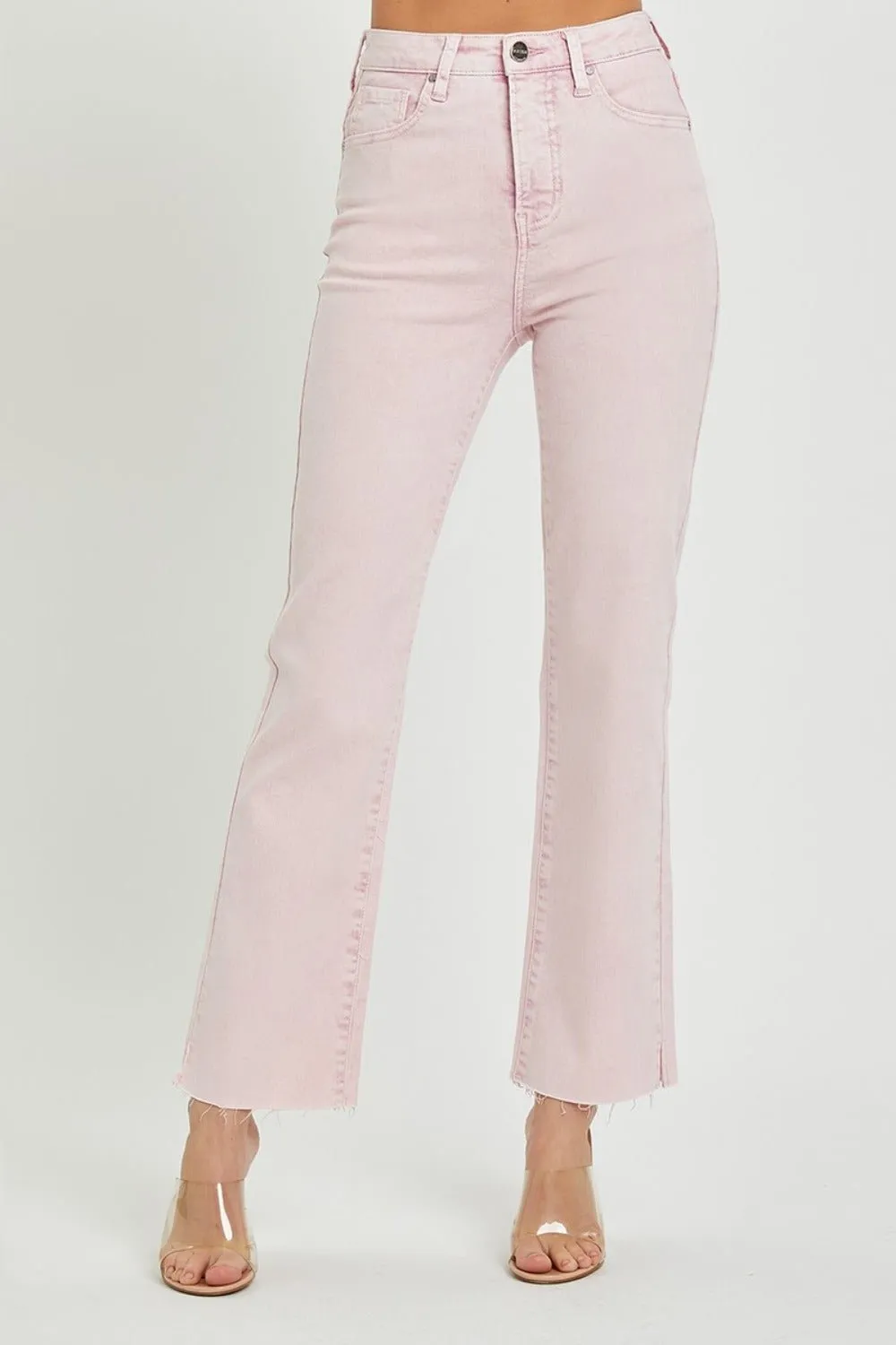 Pink High Rise Straight Jeans