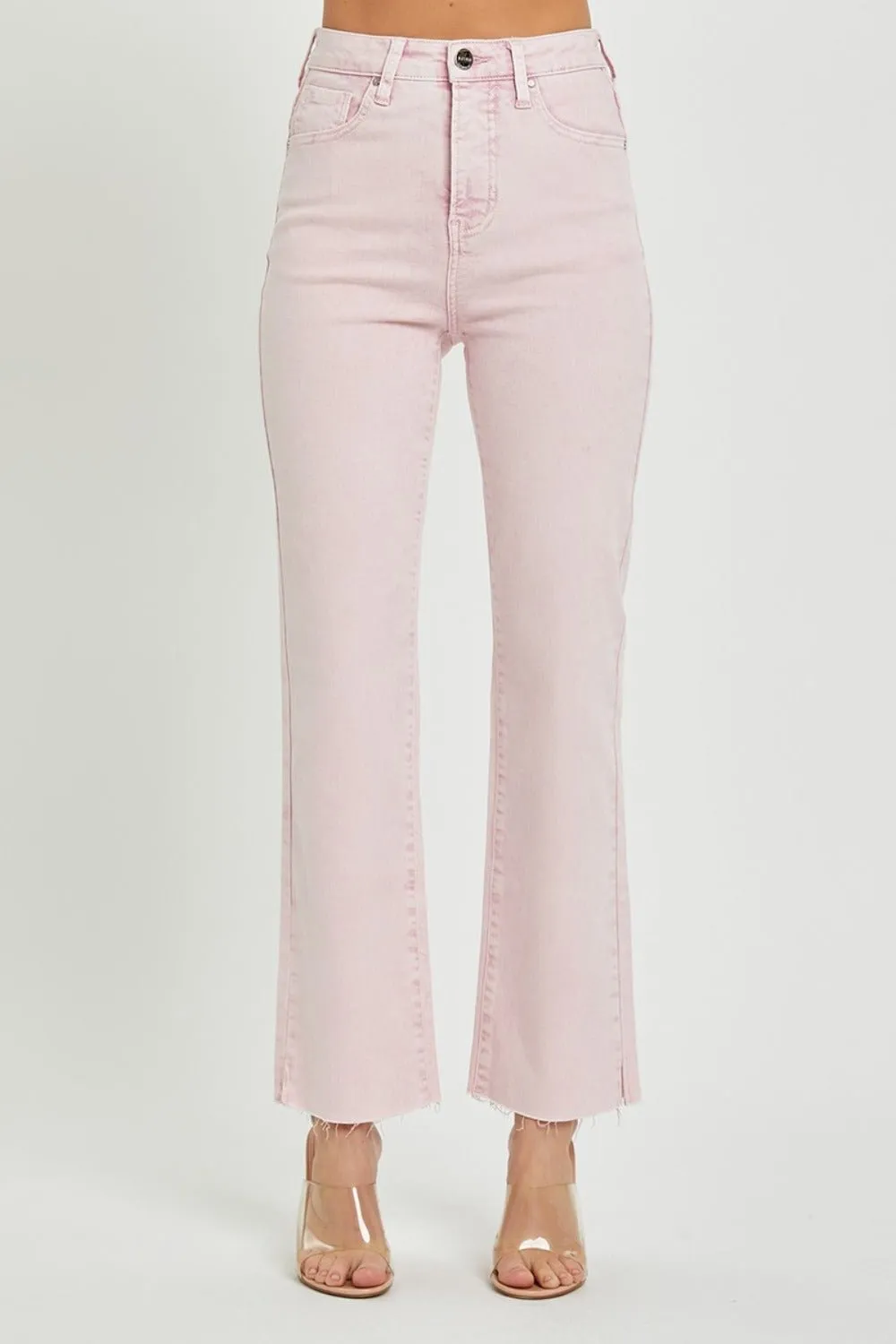 Pink High Rise Straight Jeans