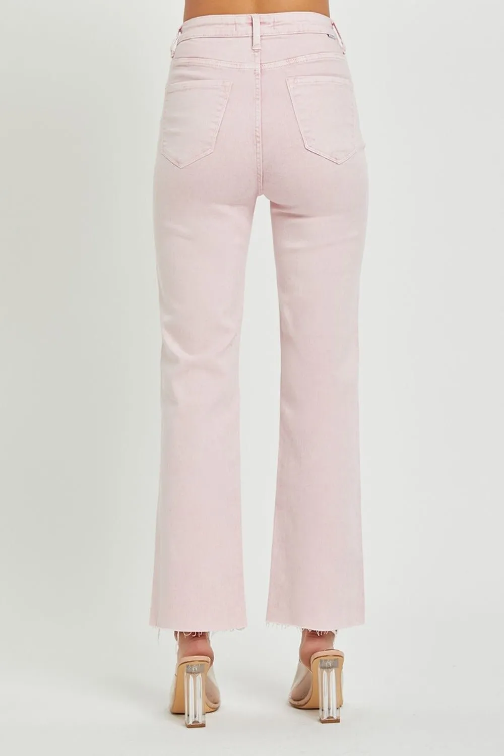 Pink High Rise Straight Jeans