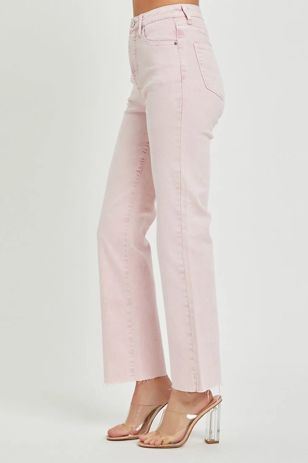 Pink High Rise Straight Jeans