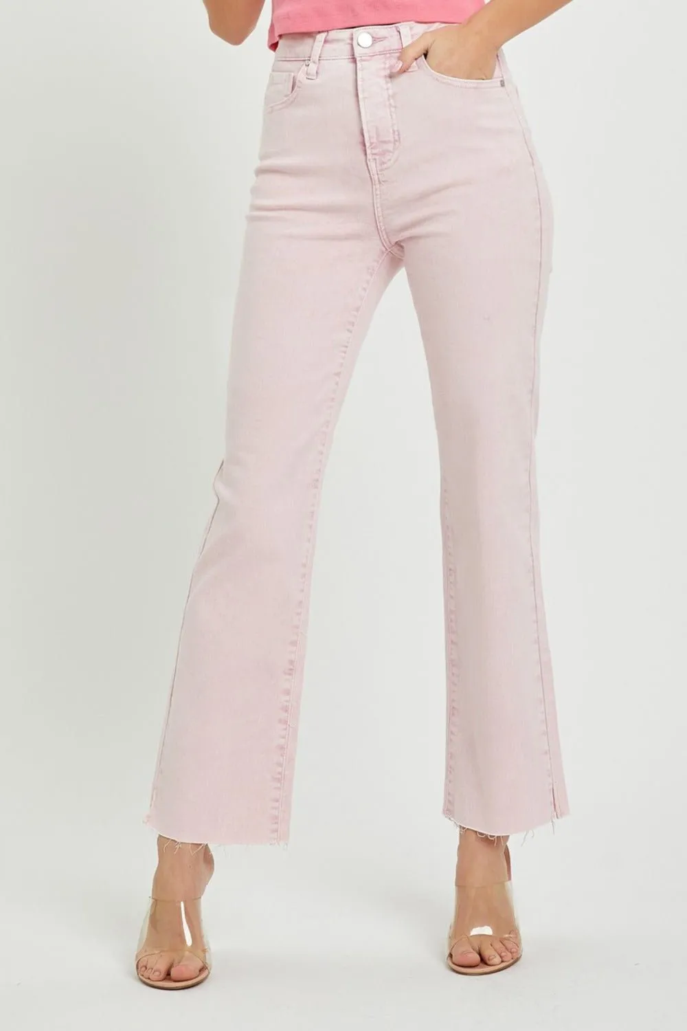 Pink High Rise Straight Jeans