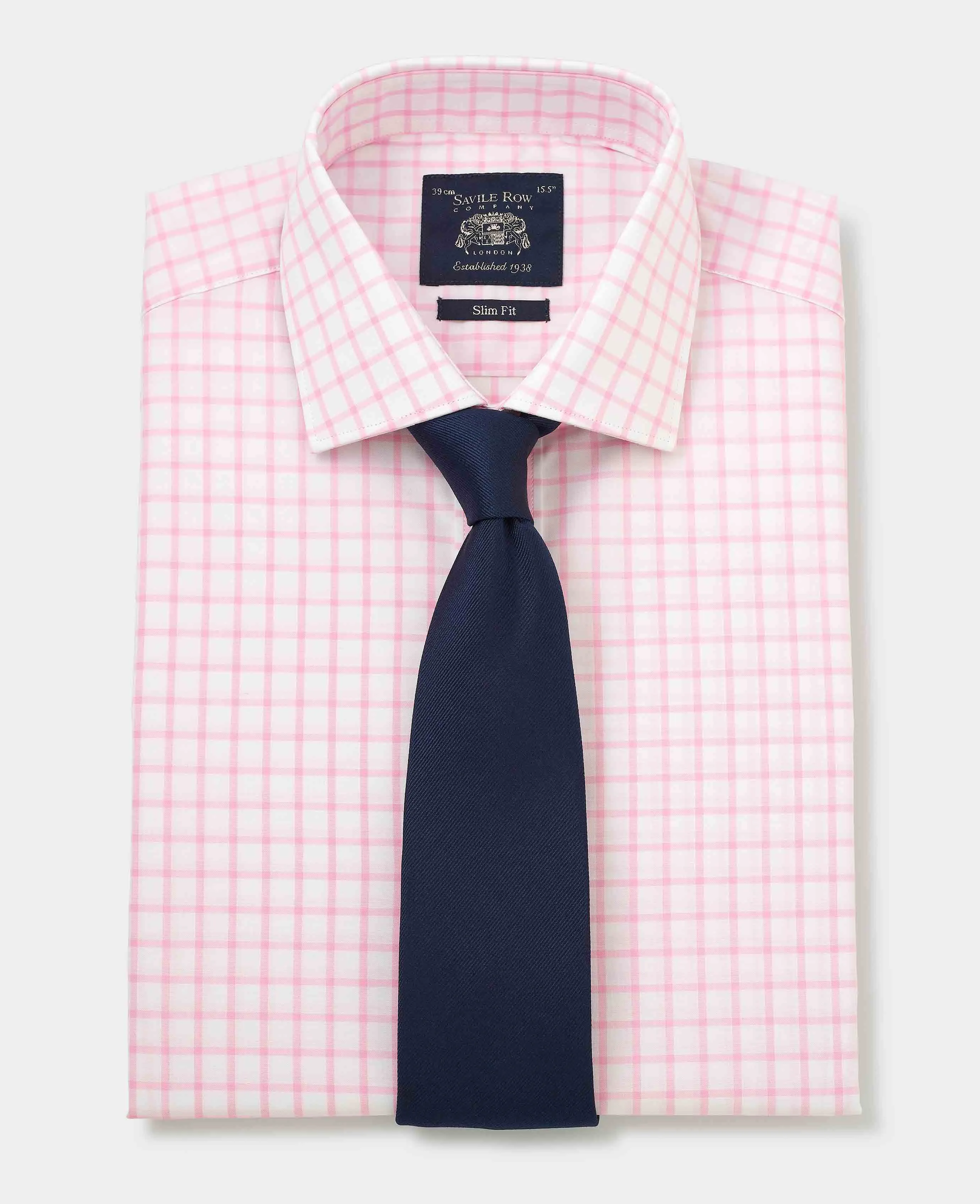 Pink White Check Slim Fit Shirt - Double Cuff