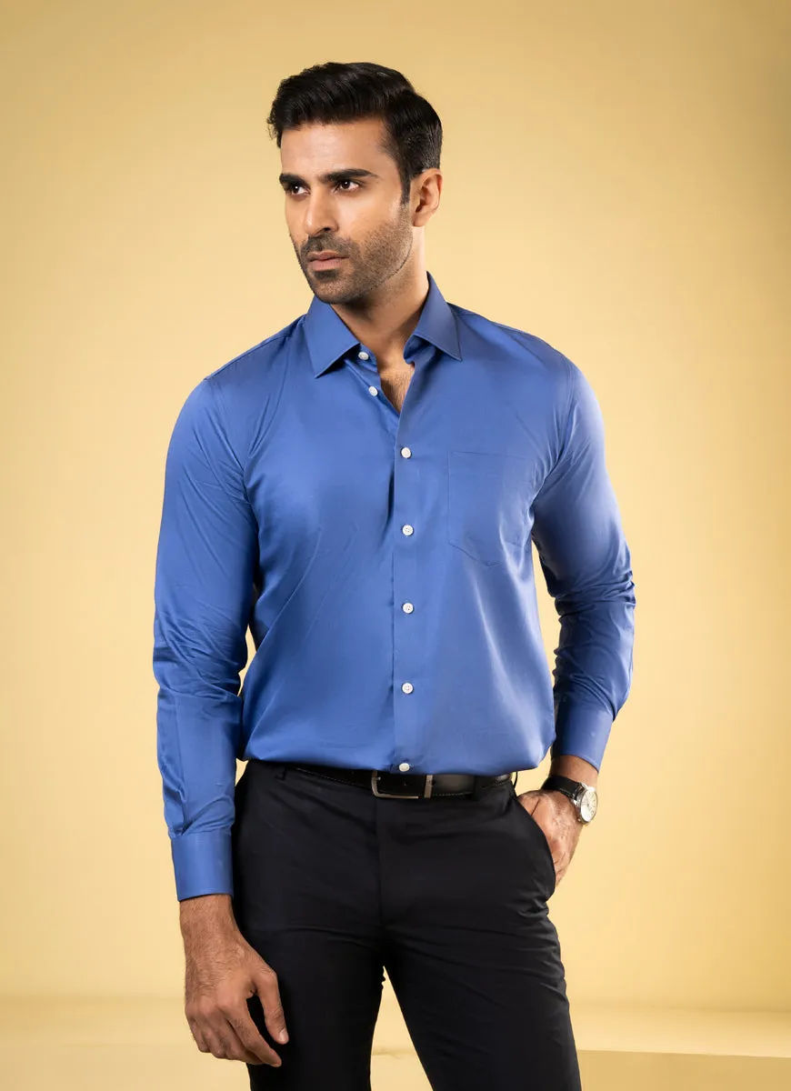 Plain Satin-Dark Blue, Supernova Cotton Formal Shirt