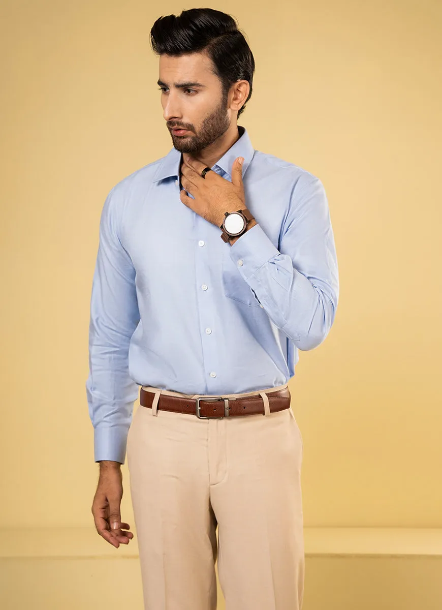 Plain Textured-Light Blue, Supernova Cotton Formal Shirt