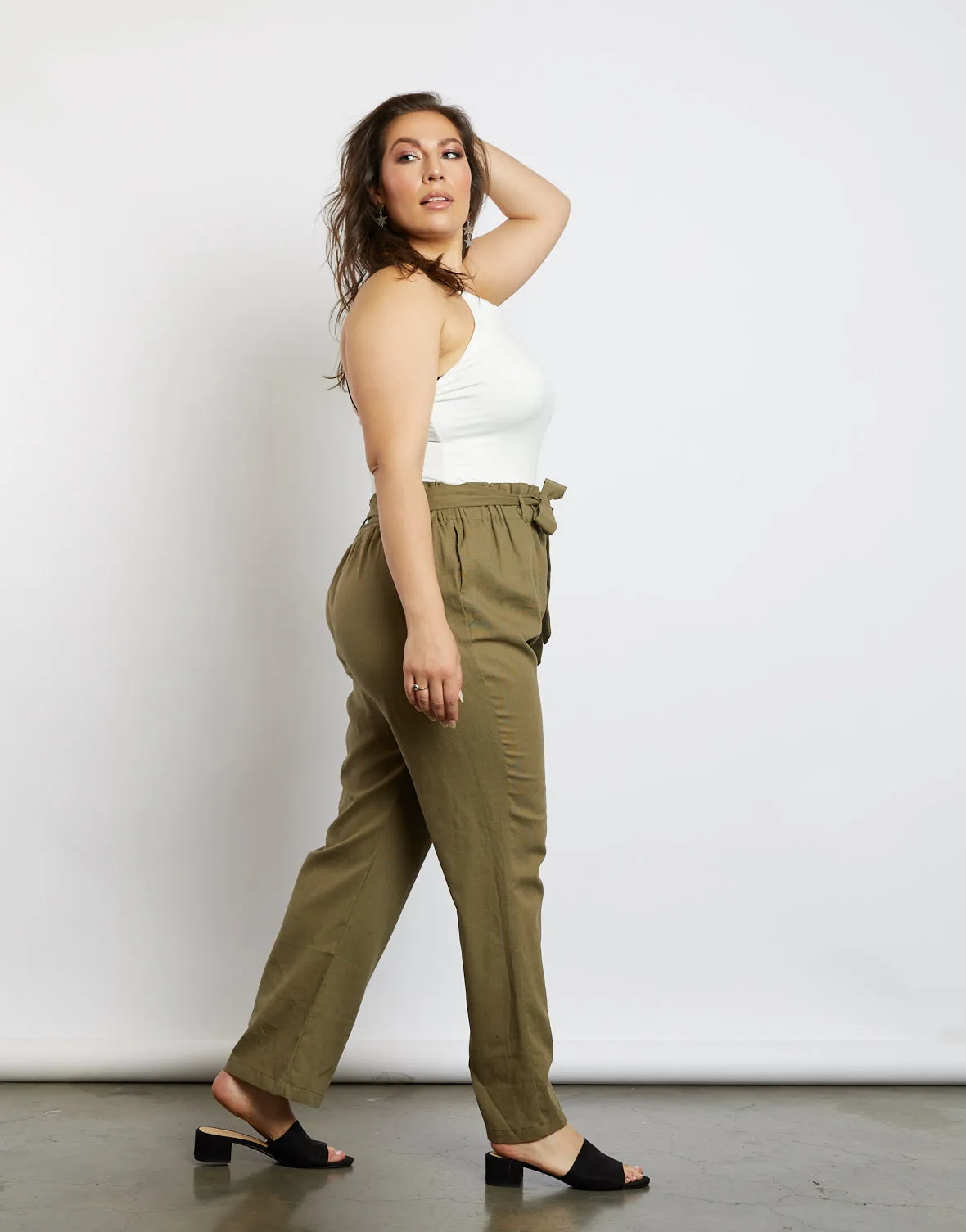 Plus Size Chloe High Waisted Paper Bag Pants