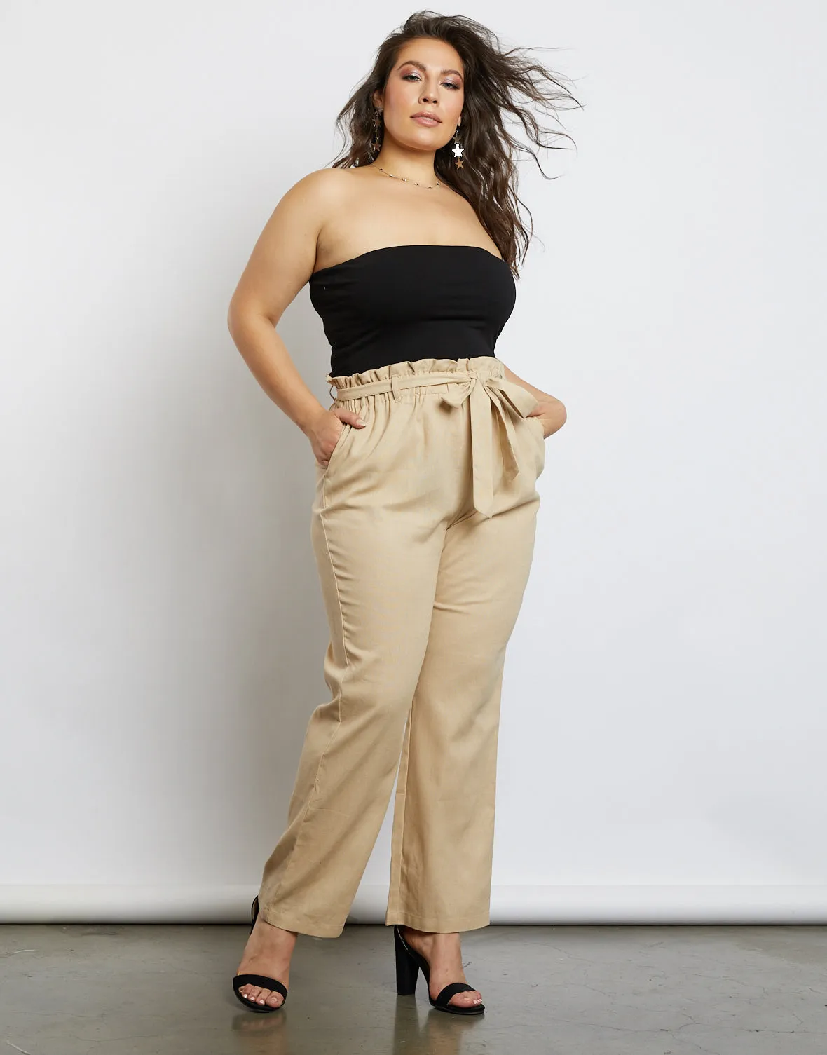 Plus Size Chloe High Waisted Paper Bag Pants