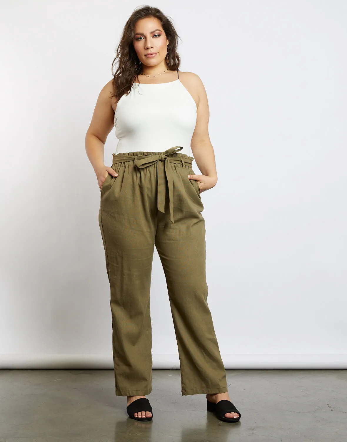 Plus Size Chloe High Waisted Paper Bag Pants