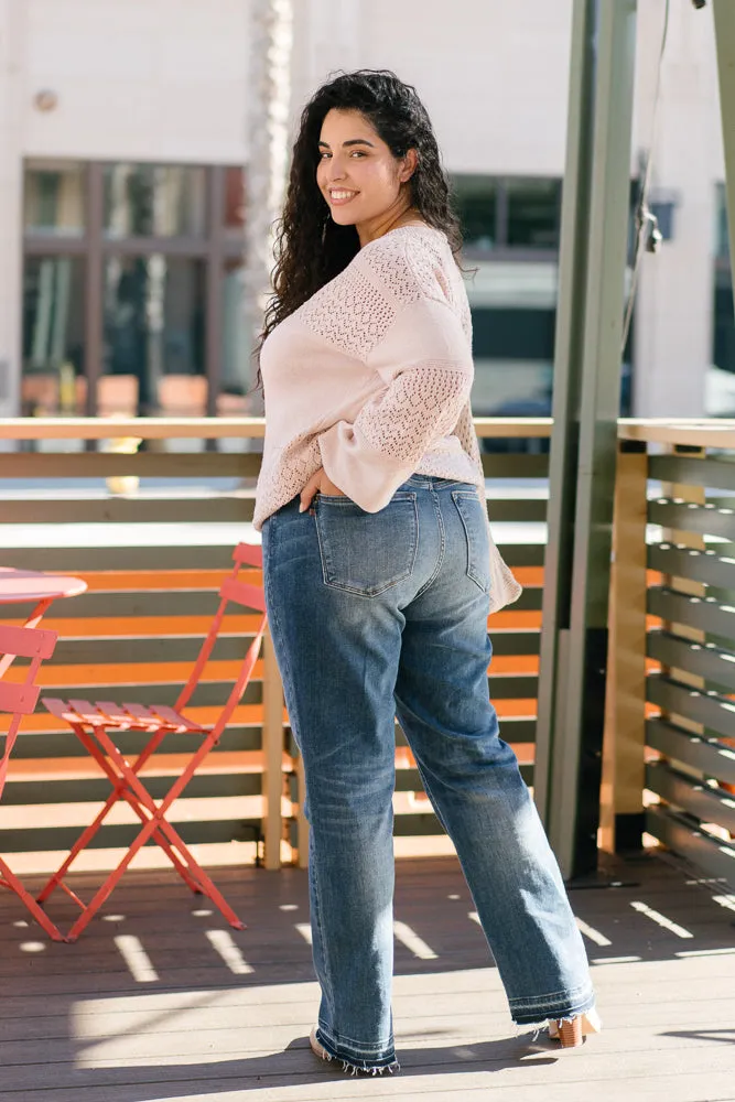 preorder - Monica Mid Rise Dad Jeans with Release Hem - PLUS