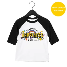 Purveyor of happiness Kids Raglan Baseball Top