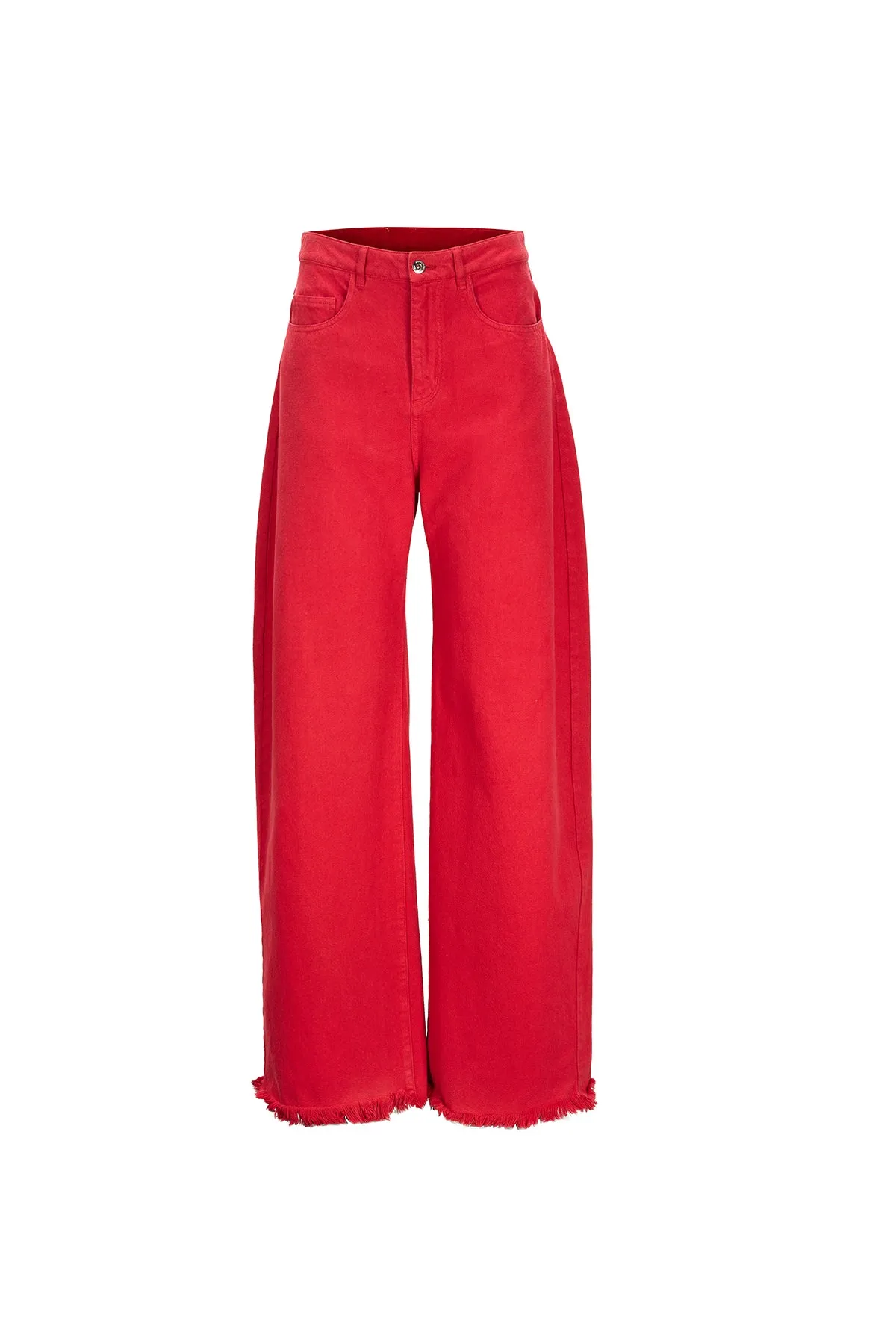 RED BOYFRIEND TROUSERS