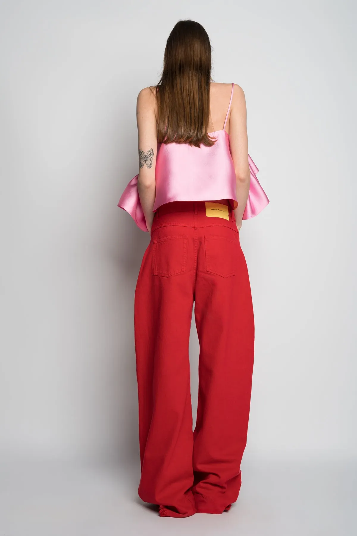 RED BOYFRIEND TROUSERS