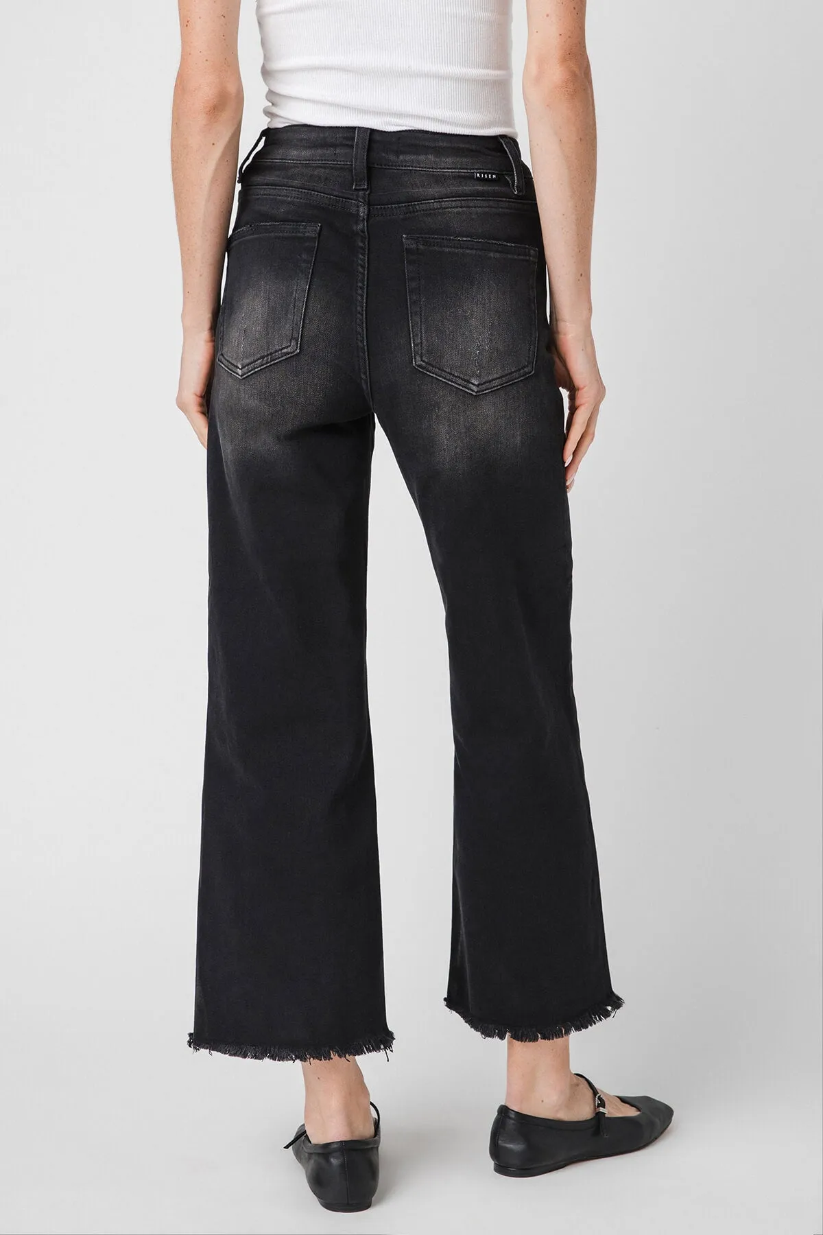 Risen Crop Washed Black Jeans