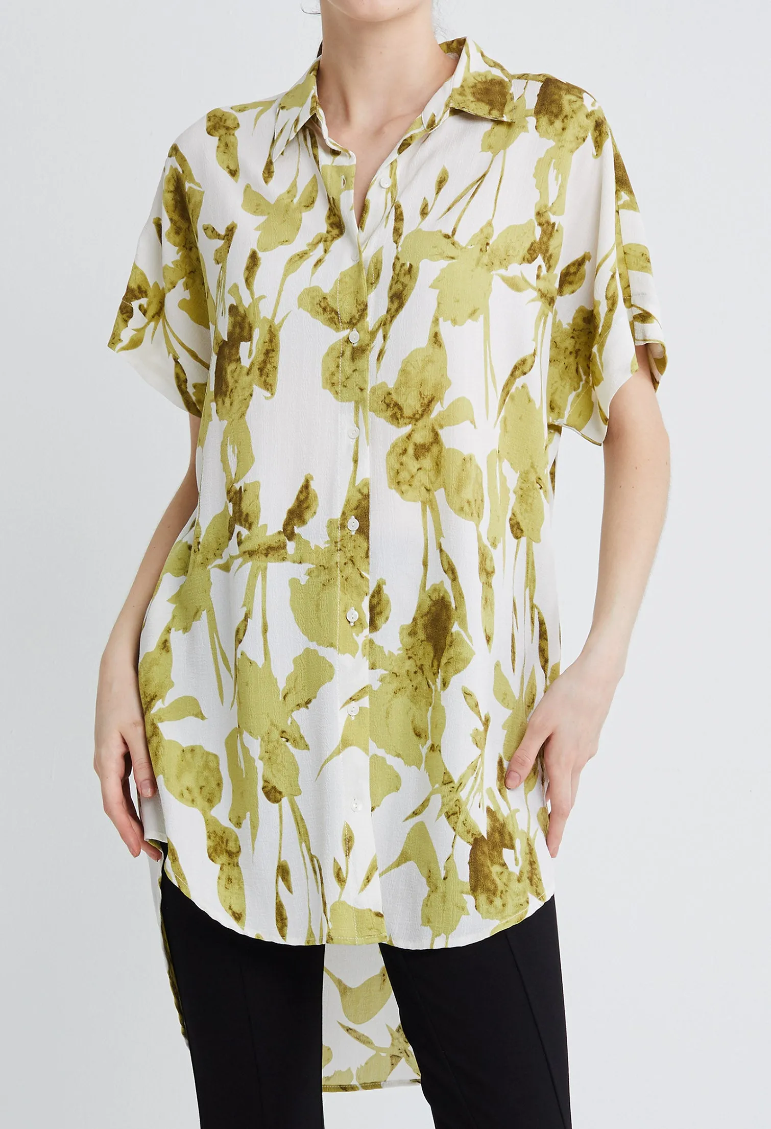 Scattered Floral Twine Tunic Shirt Dress