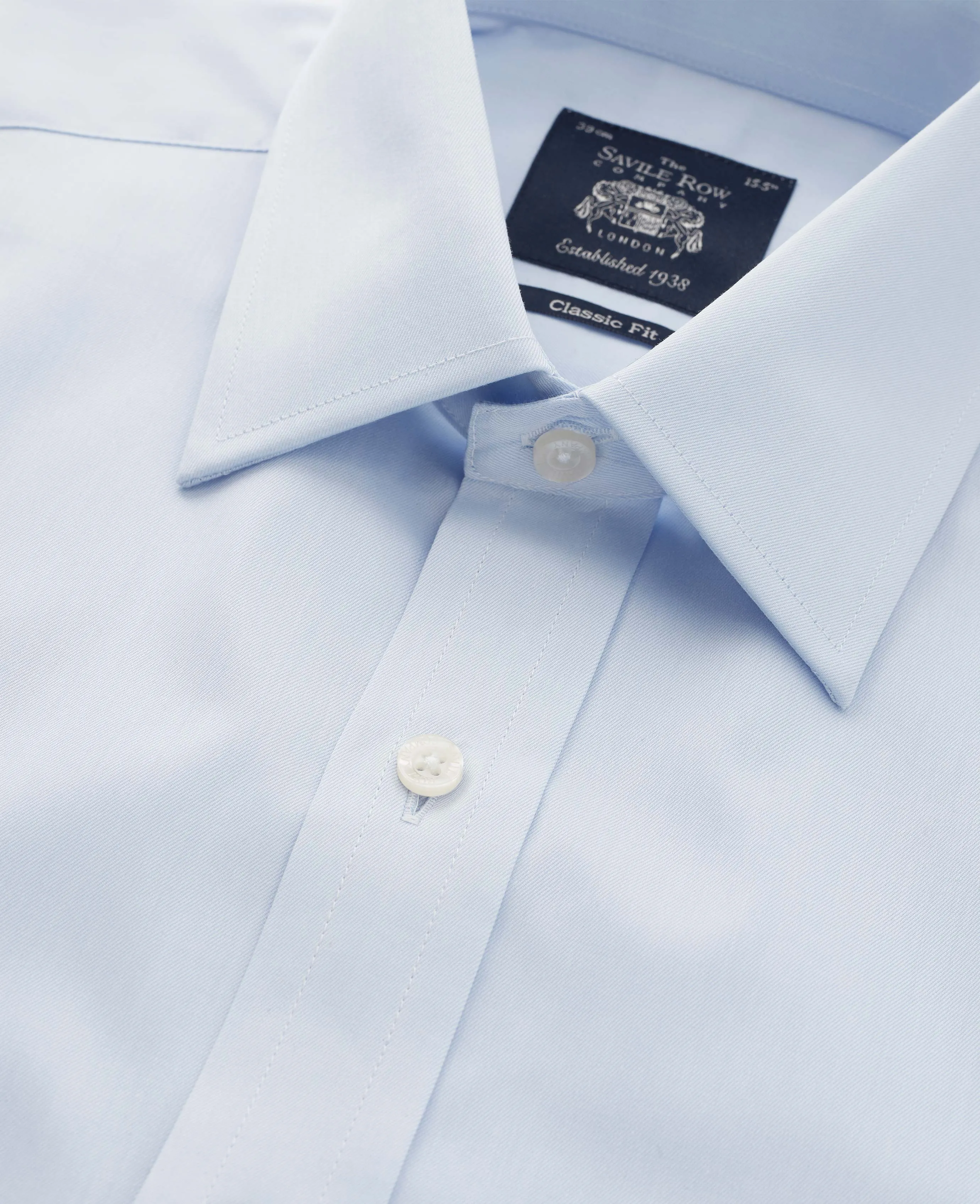 Sky Blue Cotton Twill Classic Fit Shirt - Single or Double Cuff