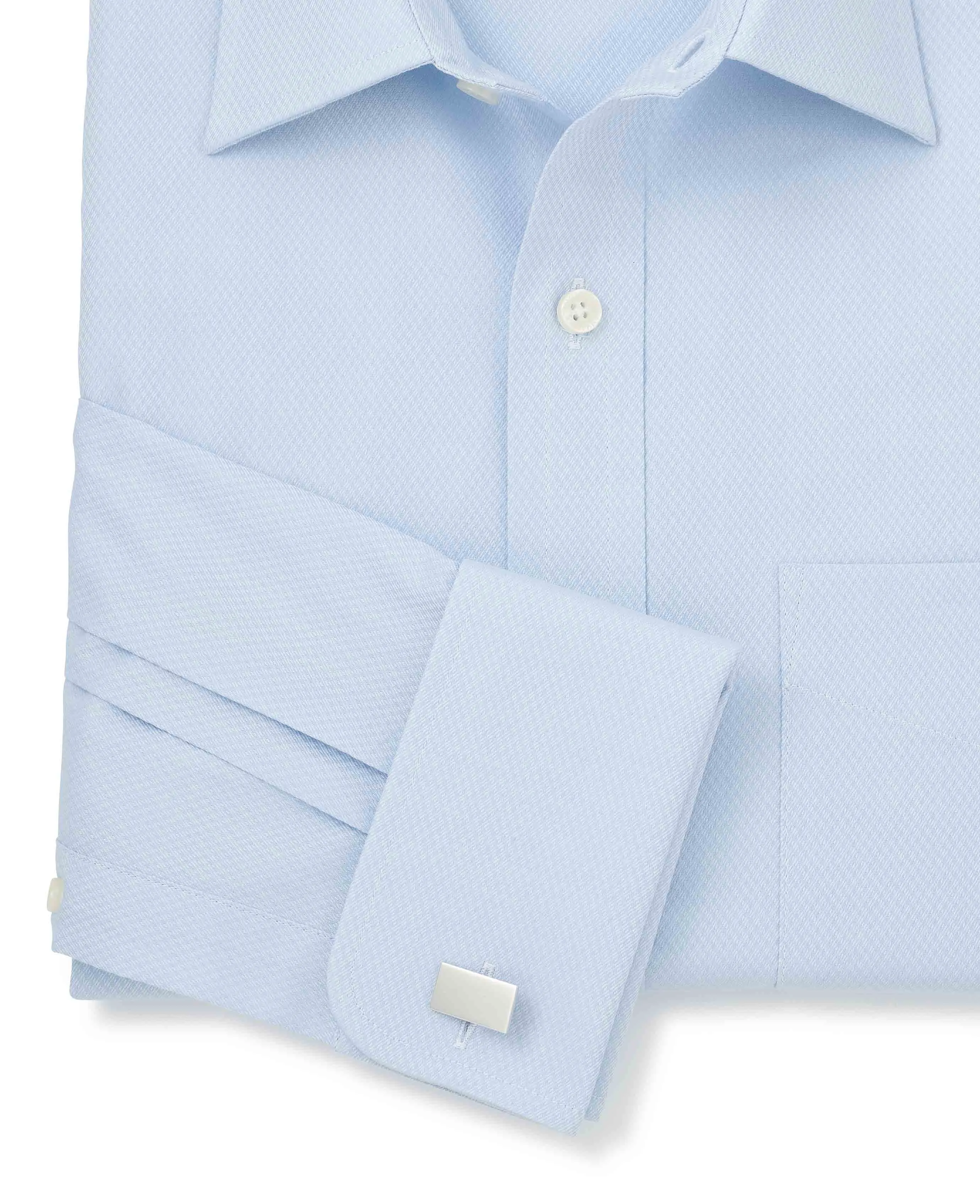 Sky Blue Diamond Dobby Classic Fit Formal Shirt - Double Cuff