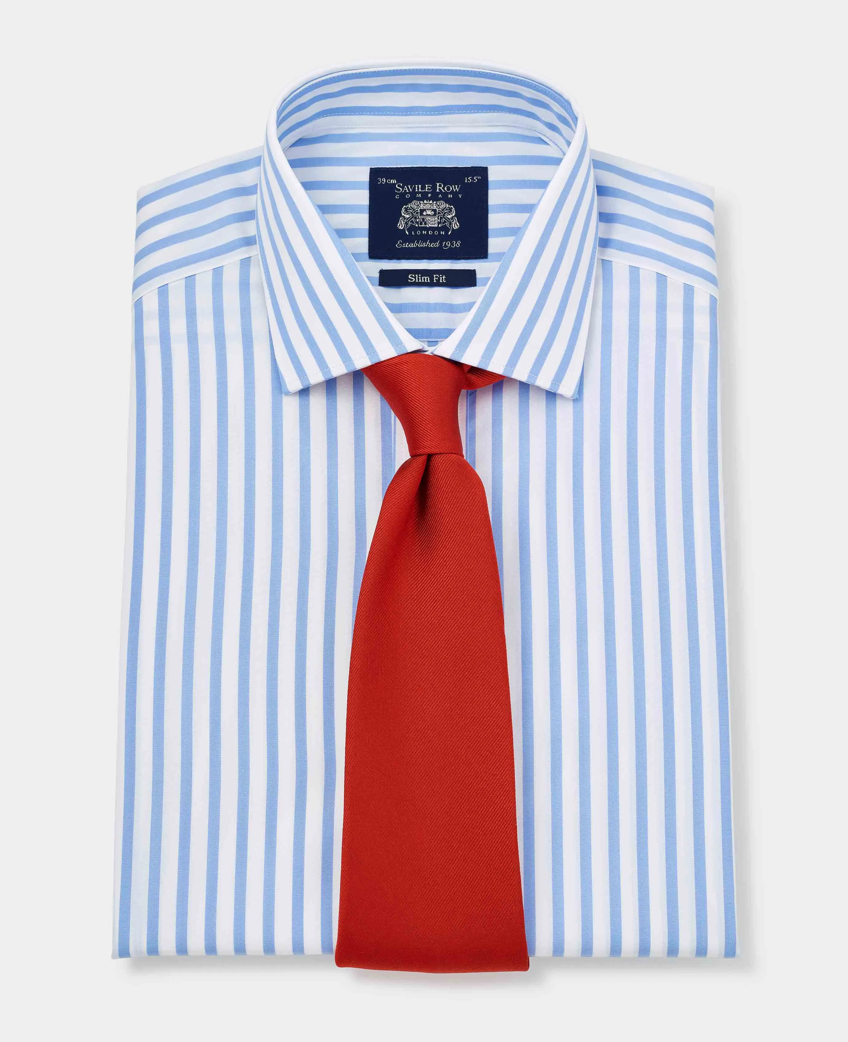 Sky Blue Slim Fit Striped Formal Shirt - Double Cuff