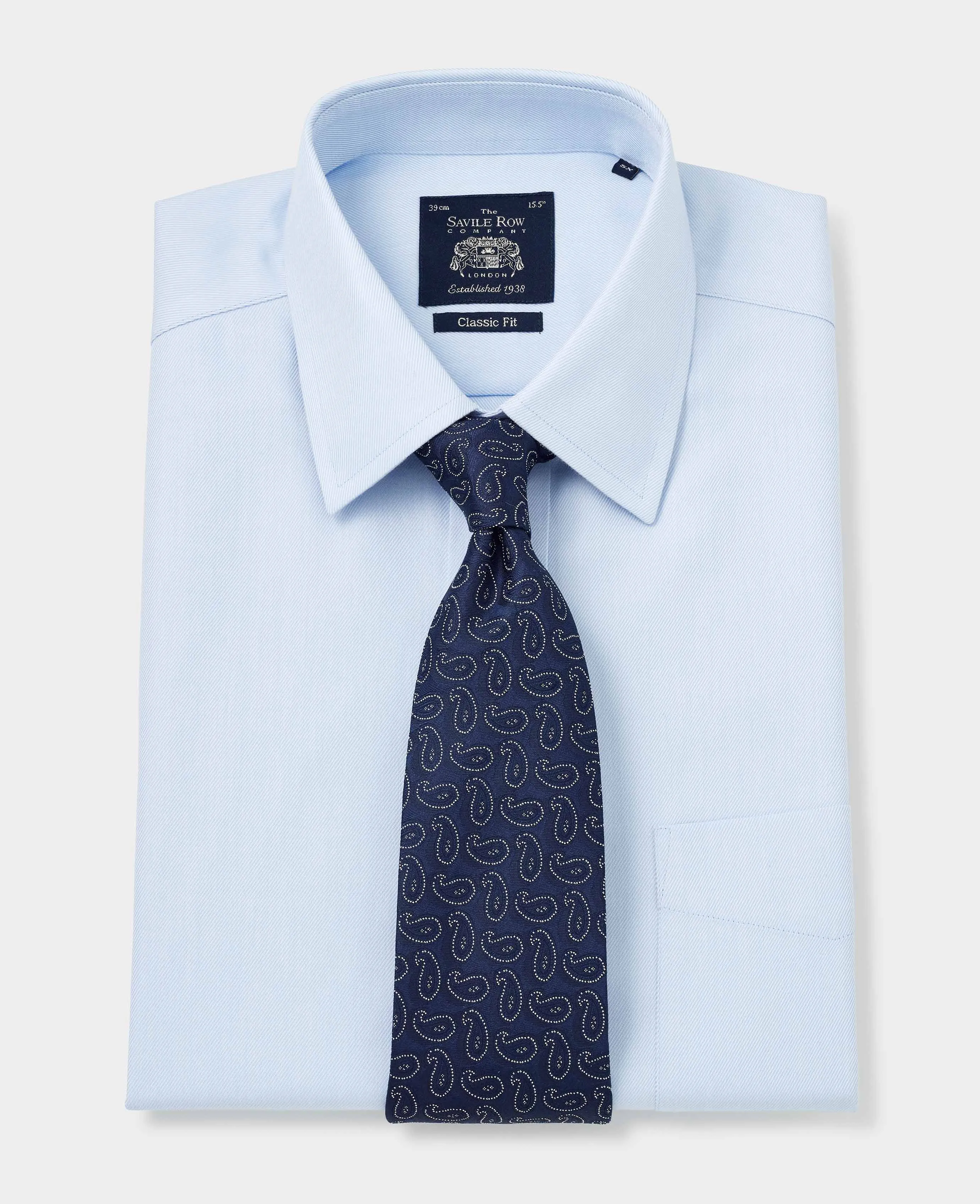 Sky Blue Twill Classic Fit Non-Iron Formal Shirt - Single Cuff