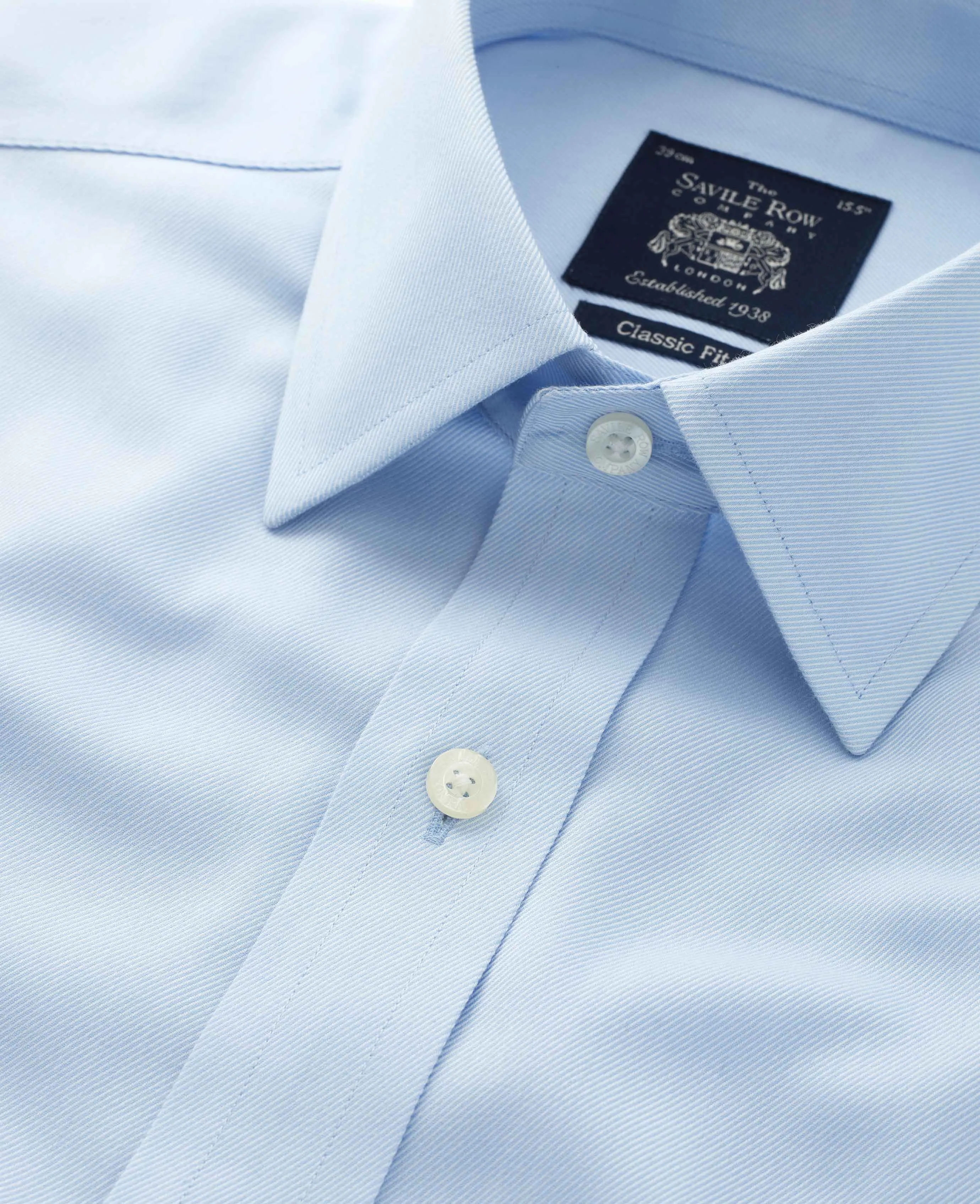 Sky Blue Twill Classic Fit Non-Iron Formal Shirt - Single Cuff