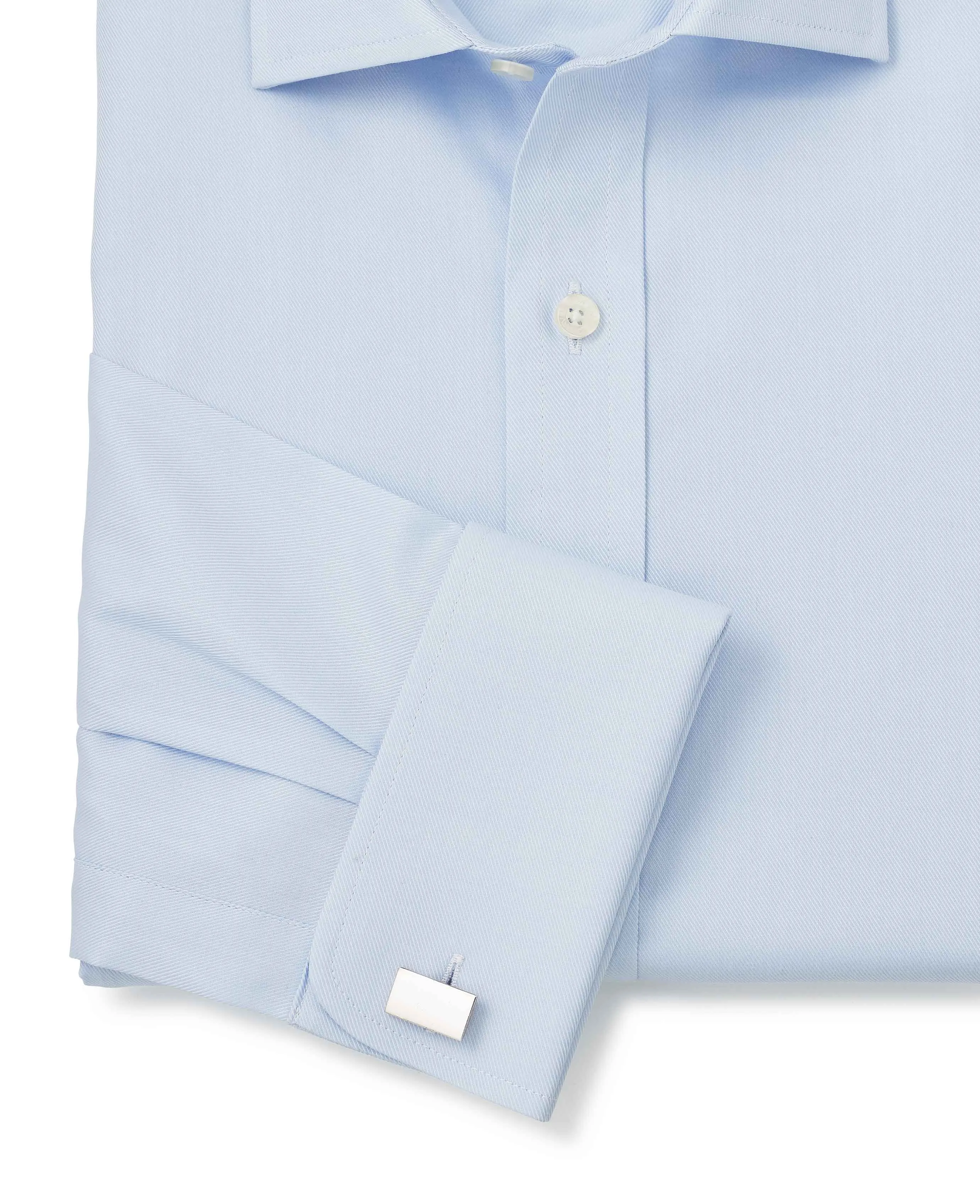 Sky Blue Twill Slim Fit Shirt W/ Cutaway Collar - Single or Double Cuff