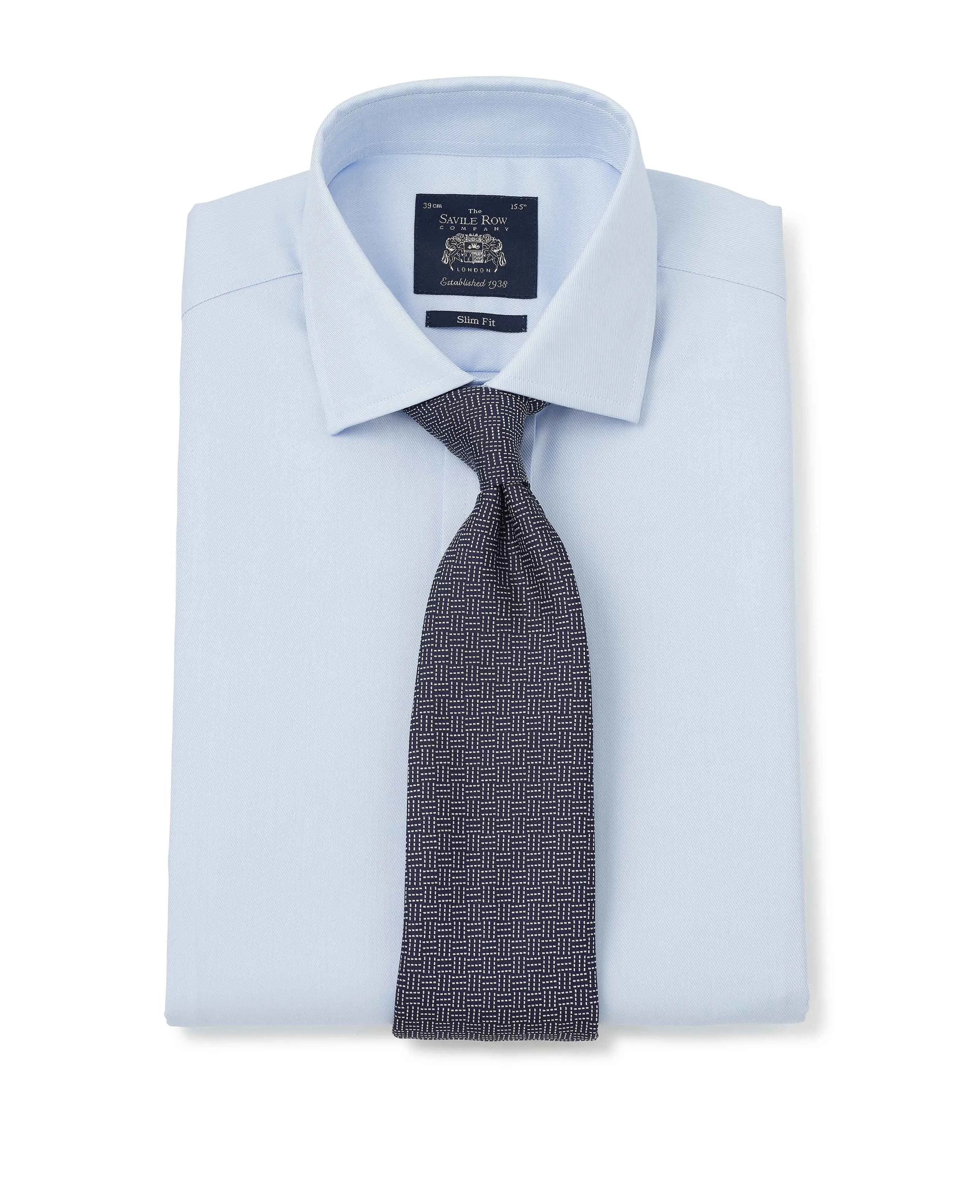 Sky Blue Twill Slim Fit Shirt W/ Cutaway Collar - Single or Double Cuff