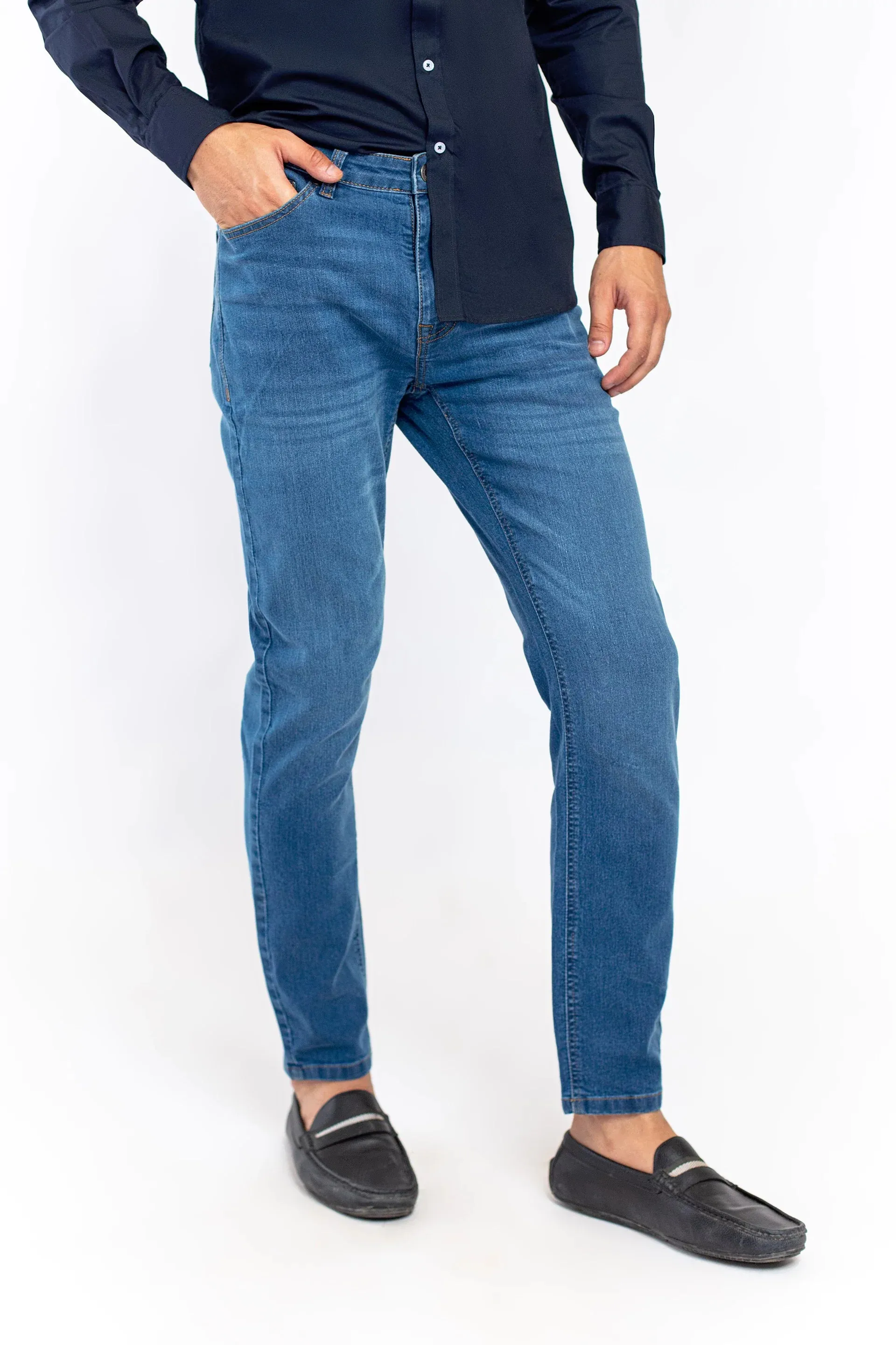 Slim Fit Mid Blue Jeans