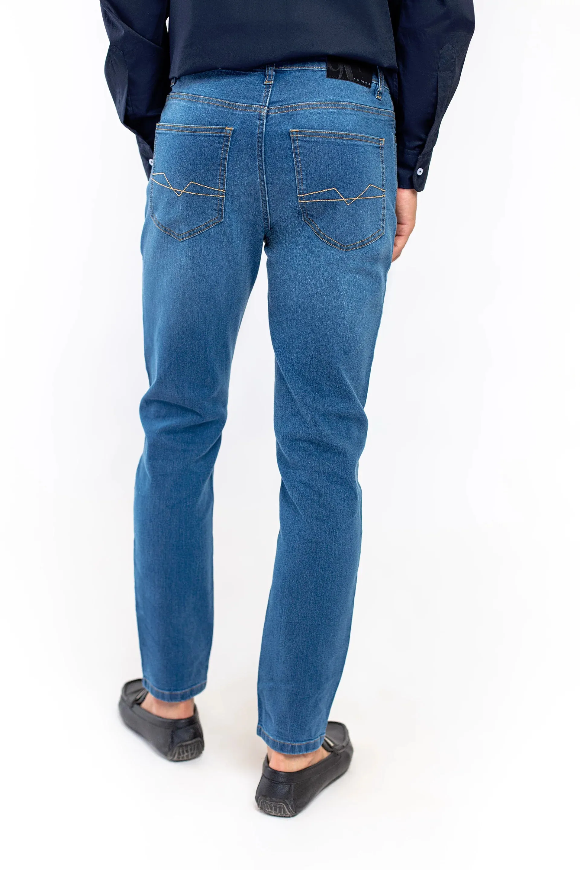 Slim Fit Mid Blue Jeans