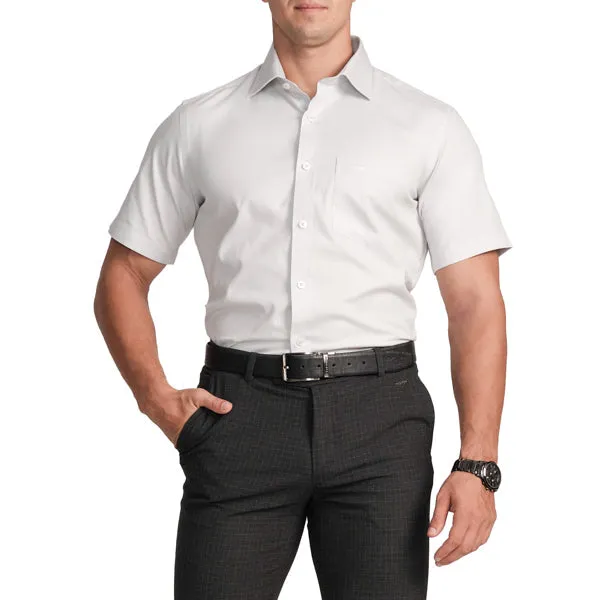 Slim Fit Short Sleeve Formal Shirt with American Placket-Ash