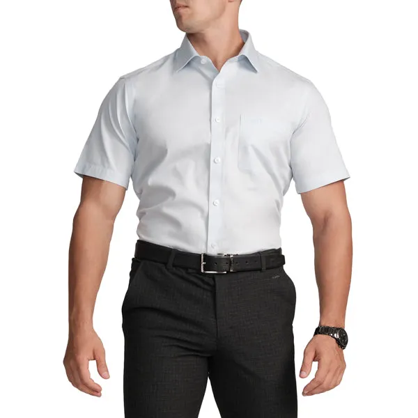 Slim Fit Short Sleeve Formal Shirt with American Placket-Powder