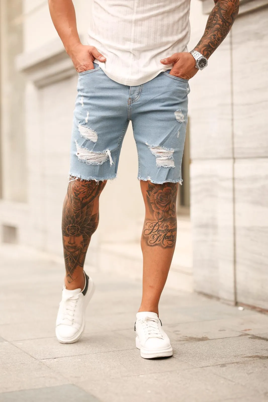 Sneakerjeans Light Blue Ripped Jeans Short DP35