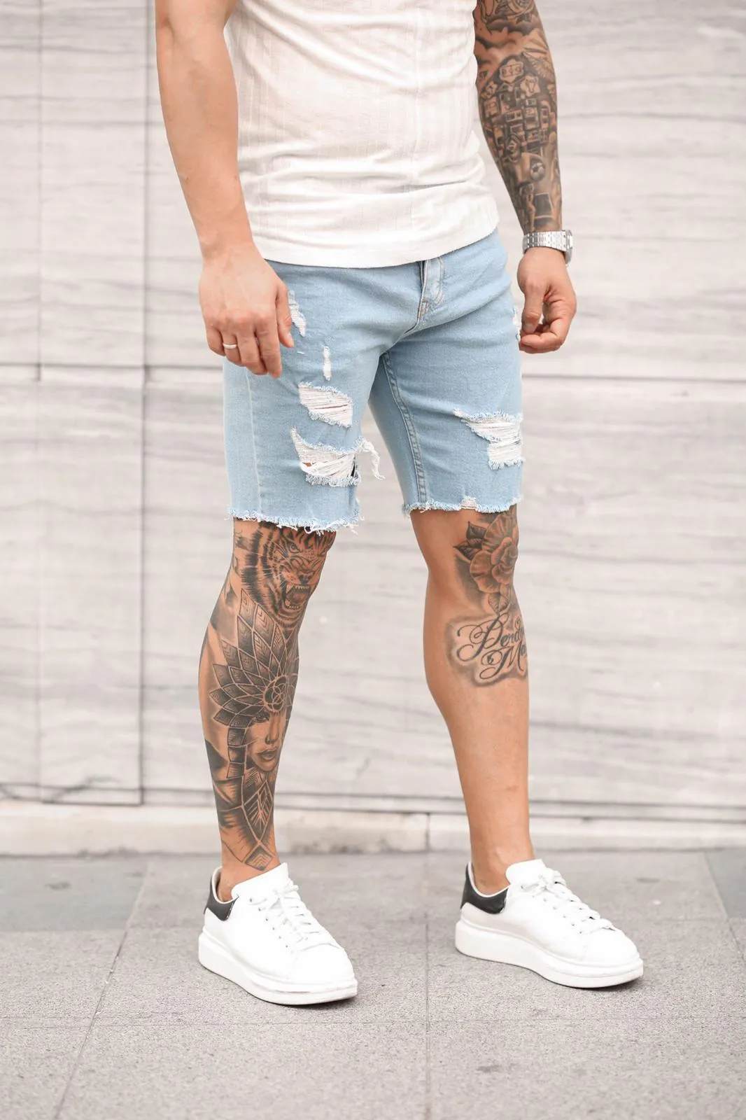 Sneakerjeans Light Blue Ripped Jeans Short DP35