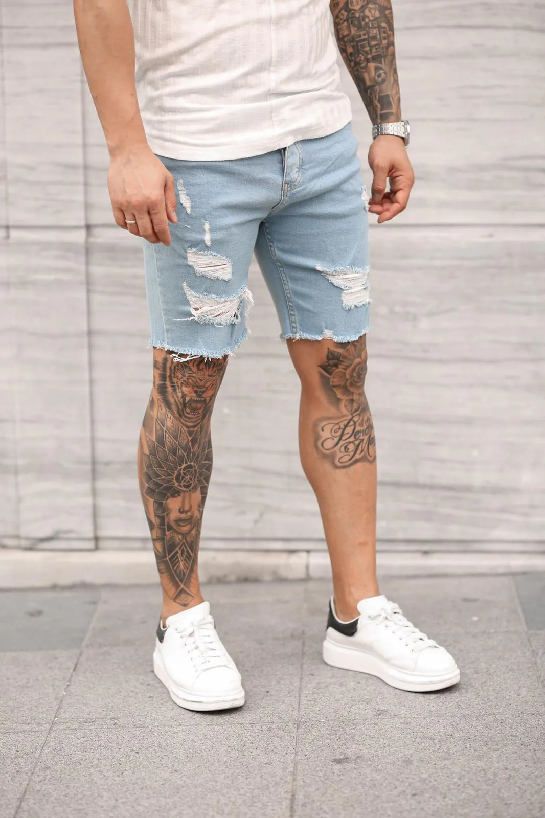 Sneakerjeans Light Blue Ripped Jeans Short DP35