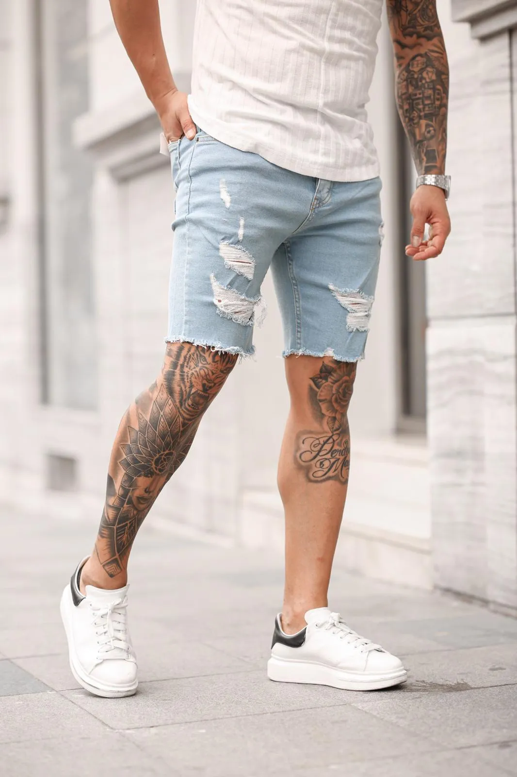 Sneakerjeans Light Blue Ripped Jeans Short DP35